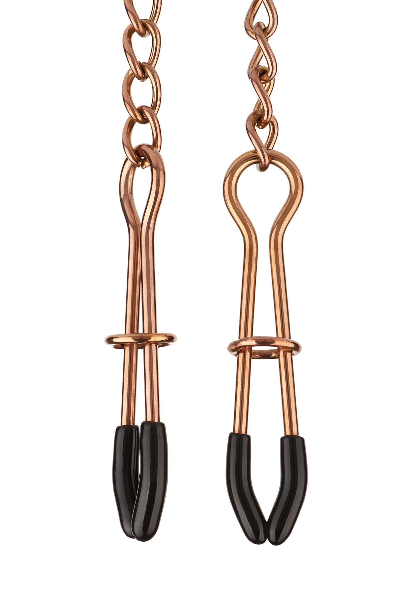 Pince téton à chaîne, pour des sensations intenses et un look élégant.; Nippelklemmen met ketting voor intense sensaties en een elegante look.; Chain nipple clamps for intense sensations and an elegant look.