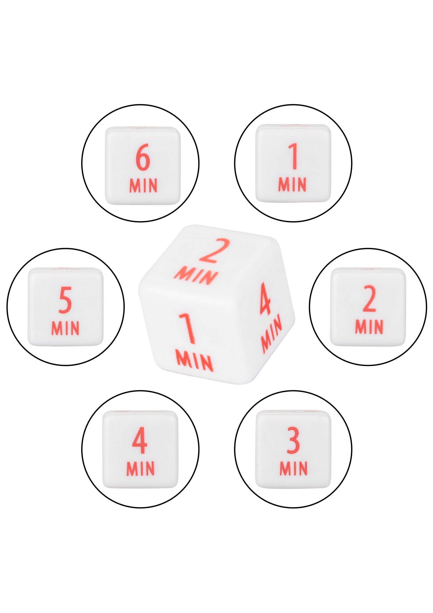 Dé de sablier pour jeux: Dé de temps avec 1, 2, 3, 4, 5, 6 minutes.; Zandloper dobbelsteen voor spellen: Tijd dobbelsteen met 1, 2, 3, 4, 5, 6 minuten.; Hourglass dice for games: Time die with 1, 2, 3, 4, 5, 6 minutes.