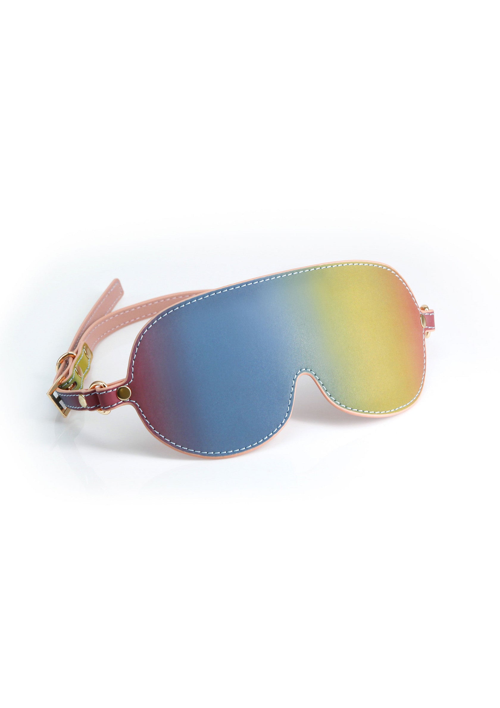 Masque de sommeil arc-en-ciel doux et confortable. Un accessoire de nuit parfait pour un sommeil réparateur avec un bandeau ajustable.; Zacht en comfortabel regenboog slaapmasker. Het perfecte nachtaccessoire voor een goede nachtrust met een verstelbare band.; Soft & comfy rainbow sleep mask. The perfect nighttime accessory for restful sleep, featuring an adjustable strap.