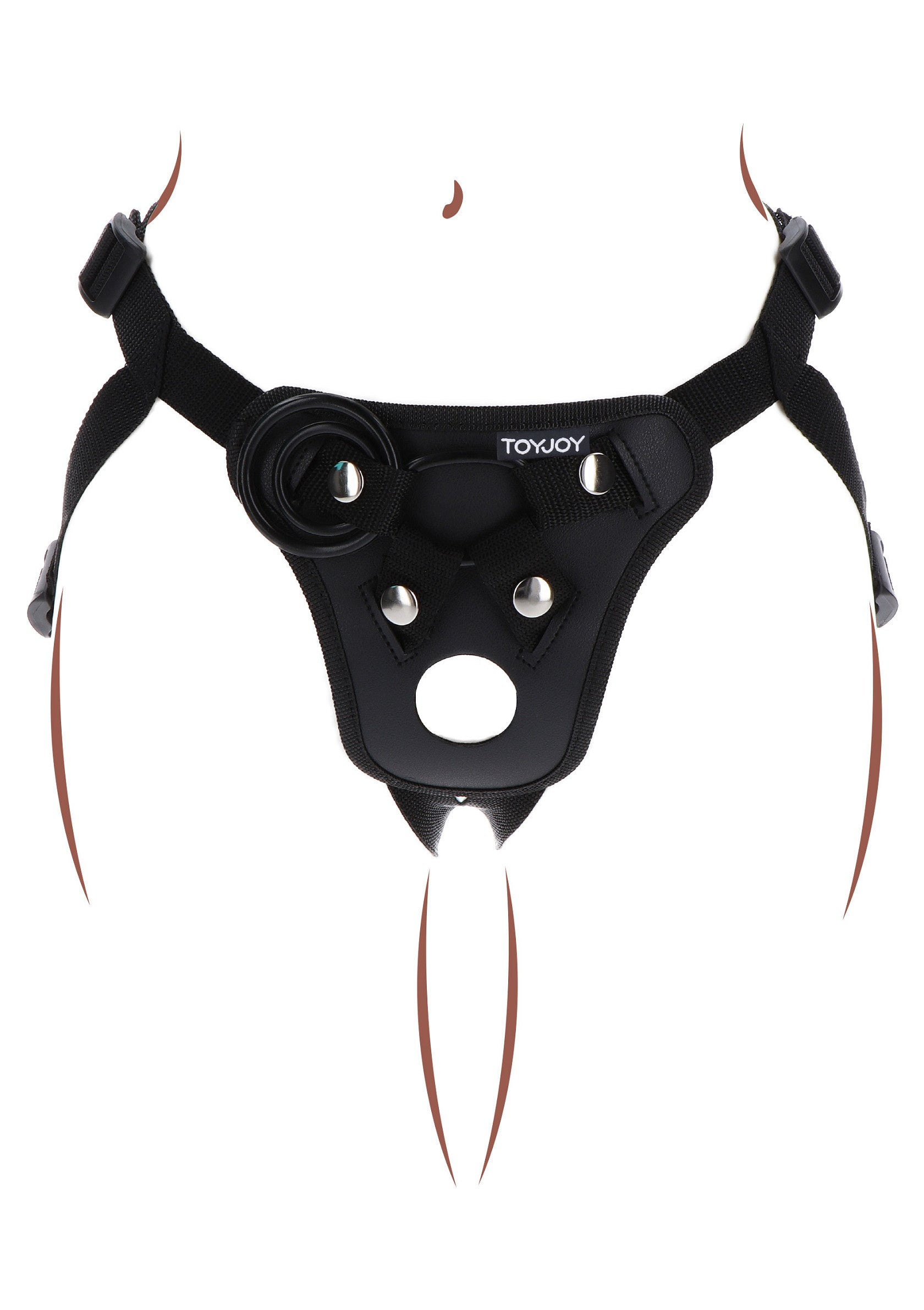 Harnais noir TOYJOY réglable pour plus de confort et de flexibilité. Accessoire de jeu sexuel polyvalent.; Zwart TOYJOY harnas, verstelbaar voor comfort en flexibiliteit. Veelzijdig speeltje voor seksuele avonturen.; Adjustable black TOYJOY harness for comfort and flexibility. Versatile sex toy for sexual adventures.