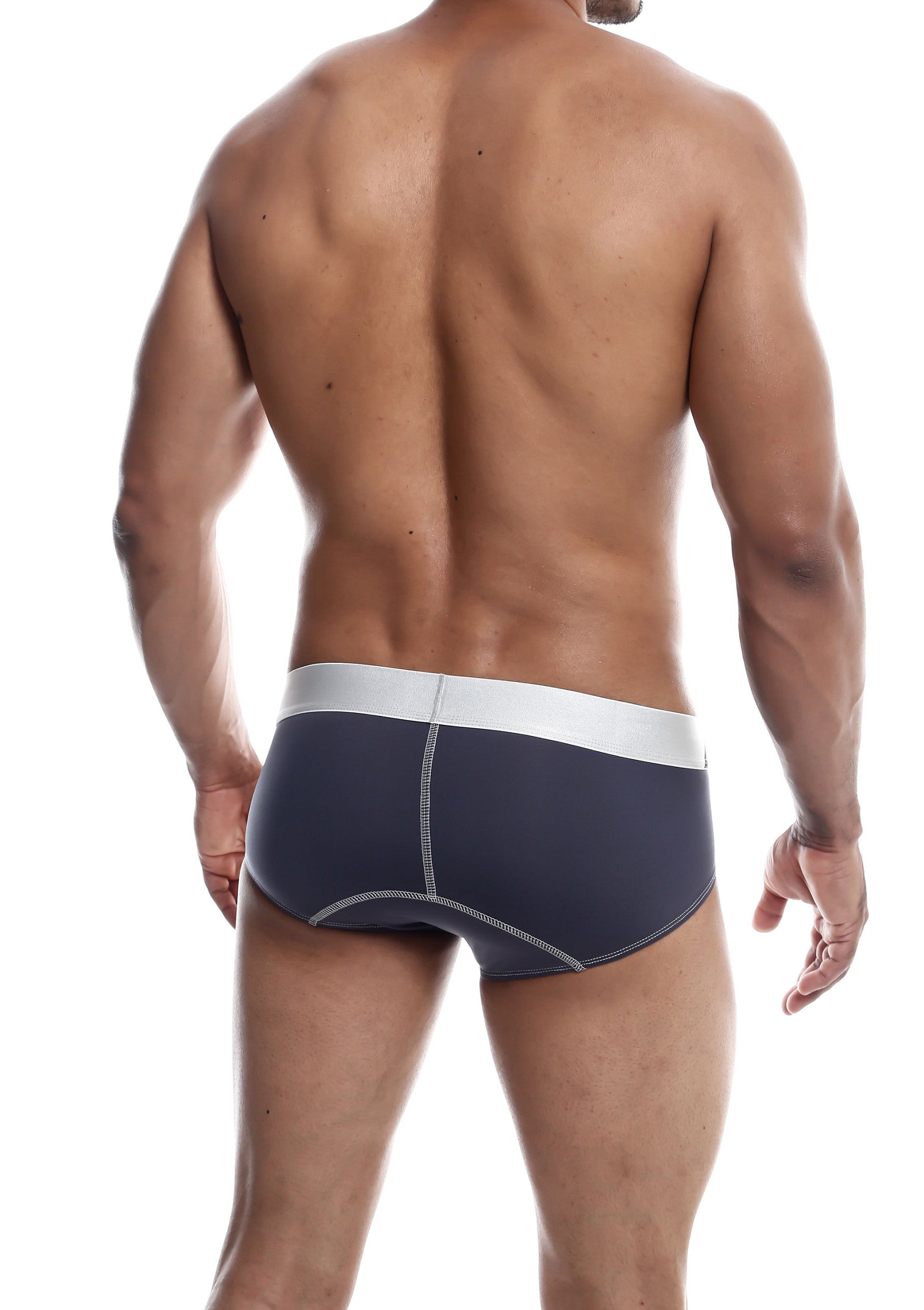 Slip pour homme bleu marine avec ceinture élastique blanche. Confort et style assurés.; Marineblauwe herenslip met witte elastische band. Comfort en stijl gegarandeerd.; Navy blue men's briefs with white elastic waistband. Comfort and style guaranteed.