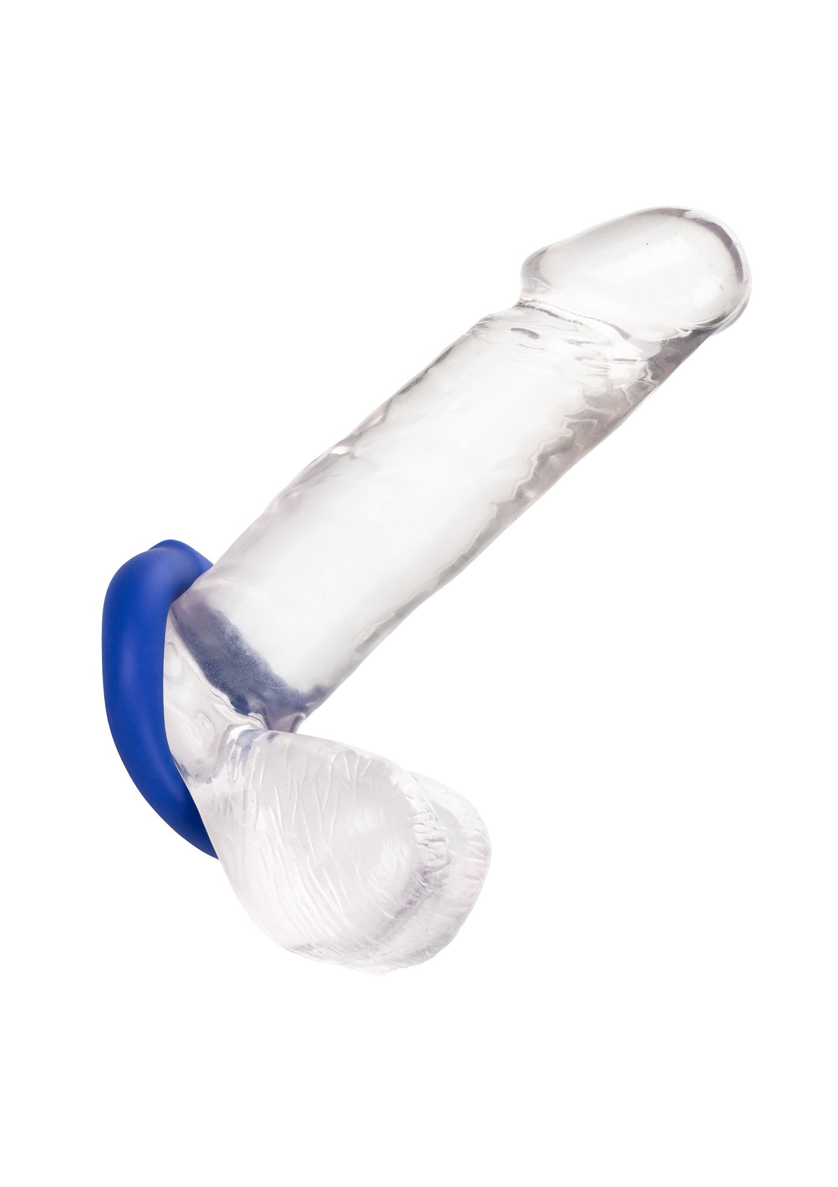 Plaisir intense garanti avec ce gode transparent et son anneau vibrant bleu. Découvrez de nouvelles sensations!; Intens genot gegarandeerd met deze transparante dildo en blauwe vibrerende ring. Ontdek nieuwe sensaties!; Intense pleasure guaranteed with this clear dildo and blue vibrating ring. Discover new sensations!