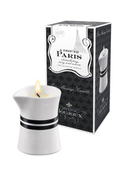 Bougie de massage Petits Joujoux 'A Trip to Paris'. Cire de massage à la vanille, relaxante et sensuelle.; Petits Joujoux 'A Trip to Paris' massagekaars. Vanille massageolie, ontspannend en sensueel.; Petits Joujoux 'A Trip to Paris' massage candle. Vanilla scented massage wax, relaxing and sensual.