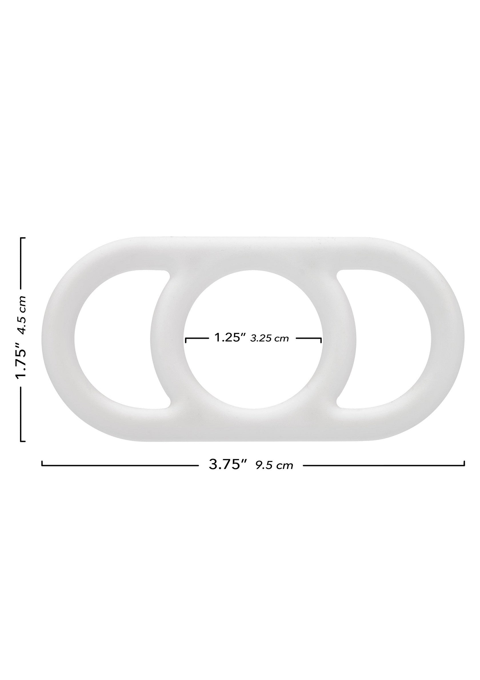 Anneau pénien blanc, accessoire pour adultes, dimensions indiquées sur l'image.; Witte penisring, accessoire voor volwassenen, afmetingen aangegeven op de afbeelding.; White cock ring, adult accessory, dimensions shown in the image.