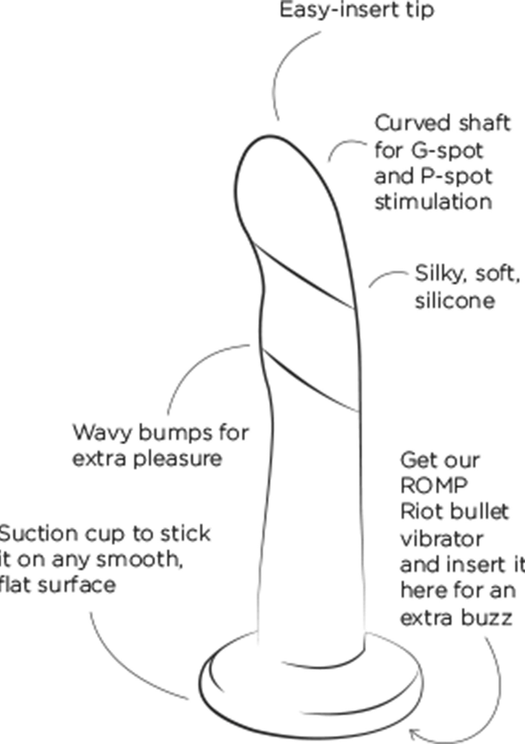 Vibromasseur en silicone avec ventouse, parfait pour une stimulation du point G et du point P. Embout facile à insérer. ; Siliconen vibrator met zuignap, perfect voor G-spot en P-spot stimulatie. Gemakkelijk in te brengen punt. ; Silicone vibrator with suction cup, perfect for G-spot and P-spot stimulation. Easy-insert tip.