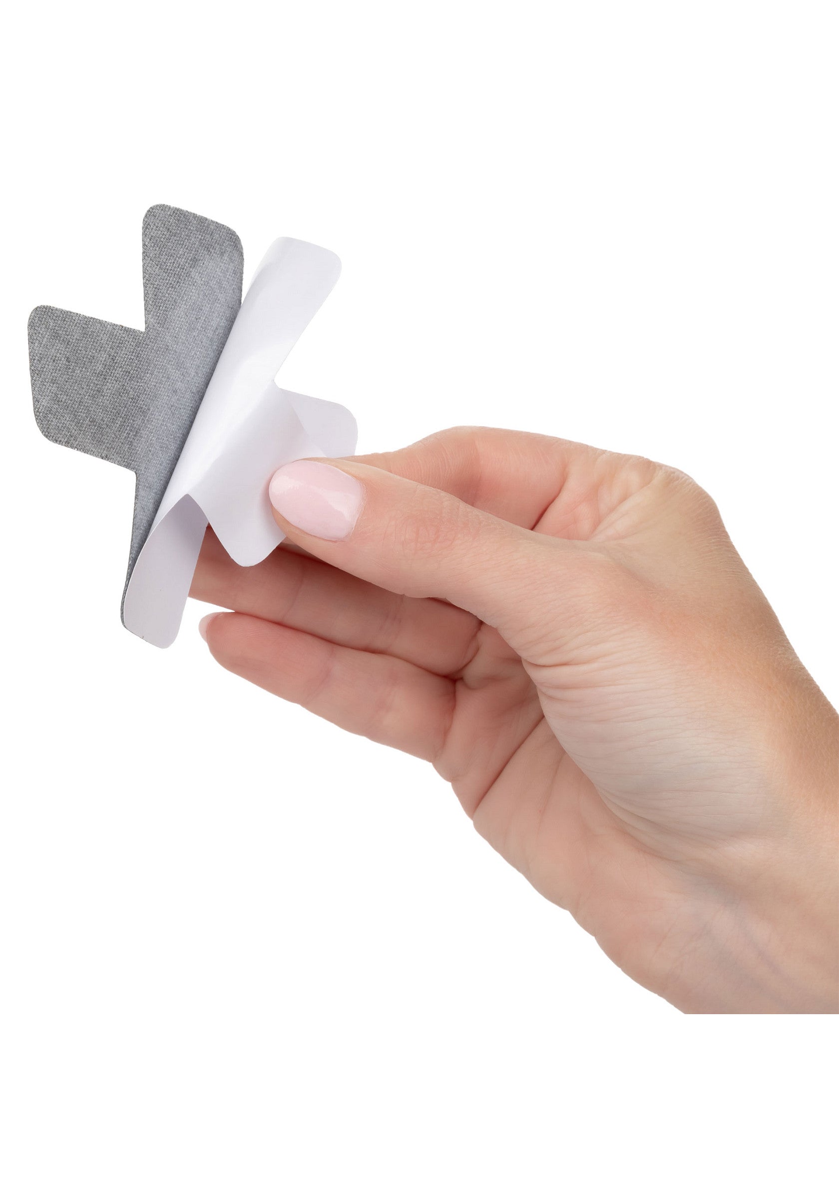 Cachètes tétons adhésifs en tissu gris, confortables et réutilisables.; Grijze stoffen tepelbedekkers, comfortabel en herbruikbaar.; Grey fabric nipple covers, comfortable and reusable.