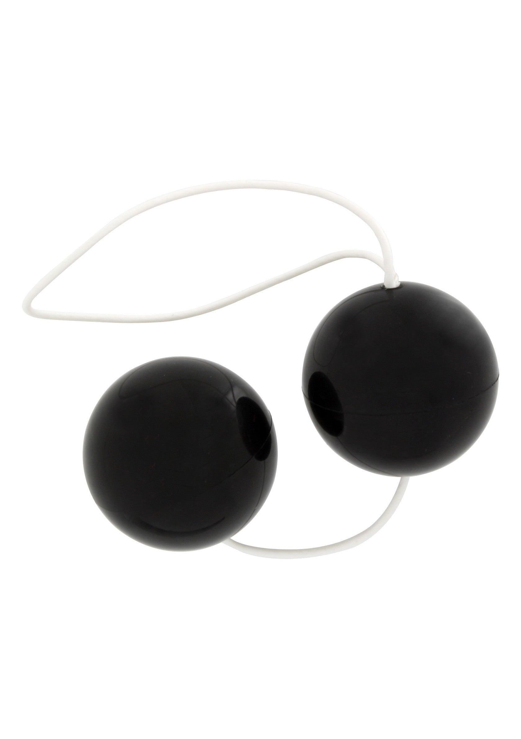 Boules de geisha noires avec cordon blanc pour le plaisir.; Zwarte geishaballen met wit koord voor plezier.; Black geisha balls with white string for pleasure.