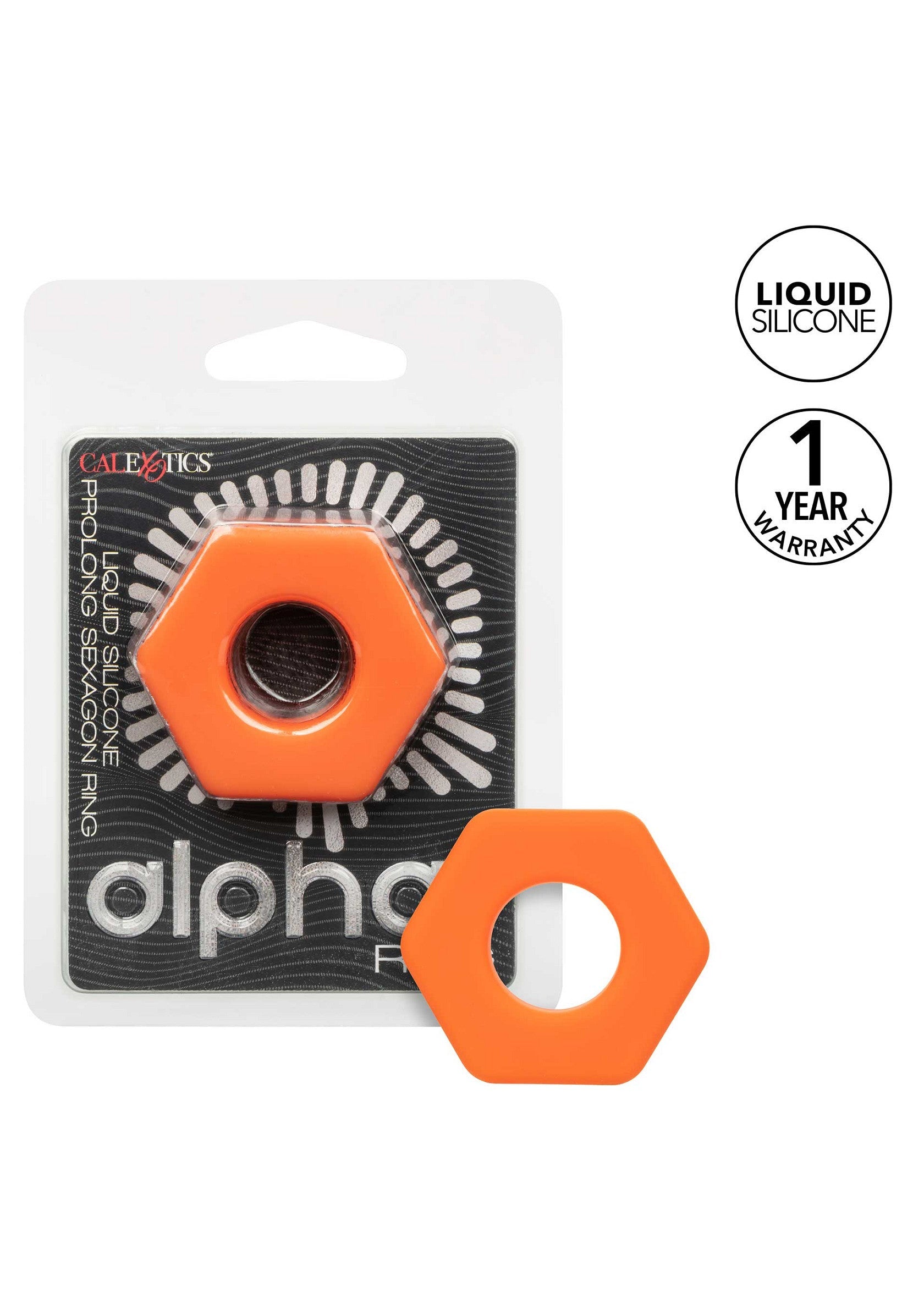 Anneau pénien CalExotics Alpha. Prolongation, silicone liquide, garantie 1 an.; CalExotics Alpha penisring. Verlenging, vloeibare siliconen, 1 jaar garantie.; CalExotics Alpha cock ring. Prolonging, liquid silicone, 1 year warranty.