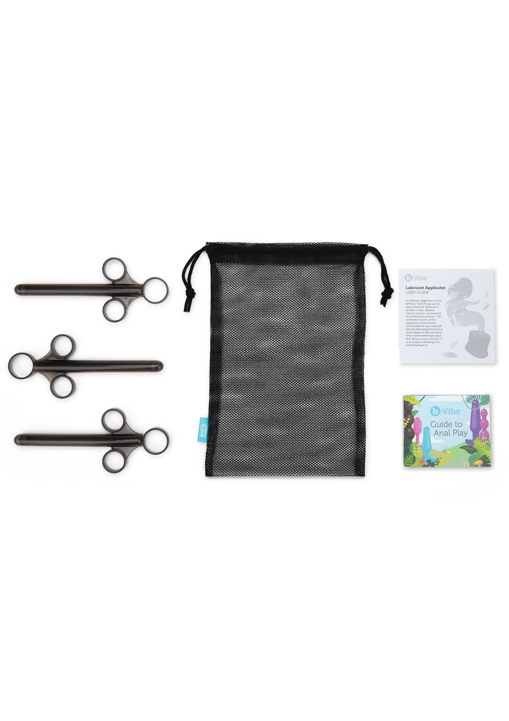 Ensemble d'applicateurs et pochette de rangement pour produits d'hygiène intime.; Set applicators en opbergzakje voor intieme hygiëneproducten.; Applicator set and storage pouch for intimate hygiene products.