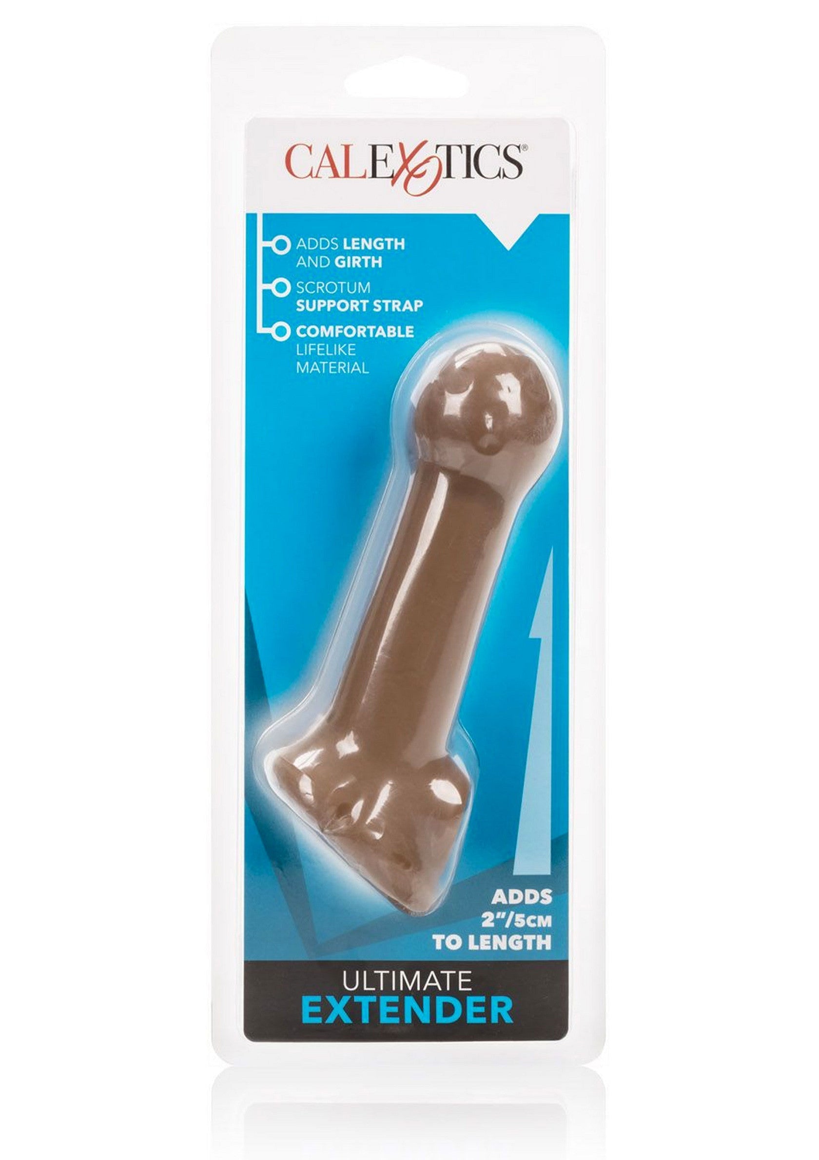CalExotics Ultimate Extender : ajoute longueur et circonférence. Matériau confortable et réaliste.; CalExotics Ultimate Extender: voegt lengte en omtrek toe. Comfortabel, levensecht materiaal.; CalExotics Ultimate Extender: Adds length and girth. Comfortable, lifelike material. 