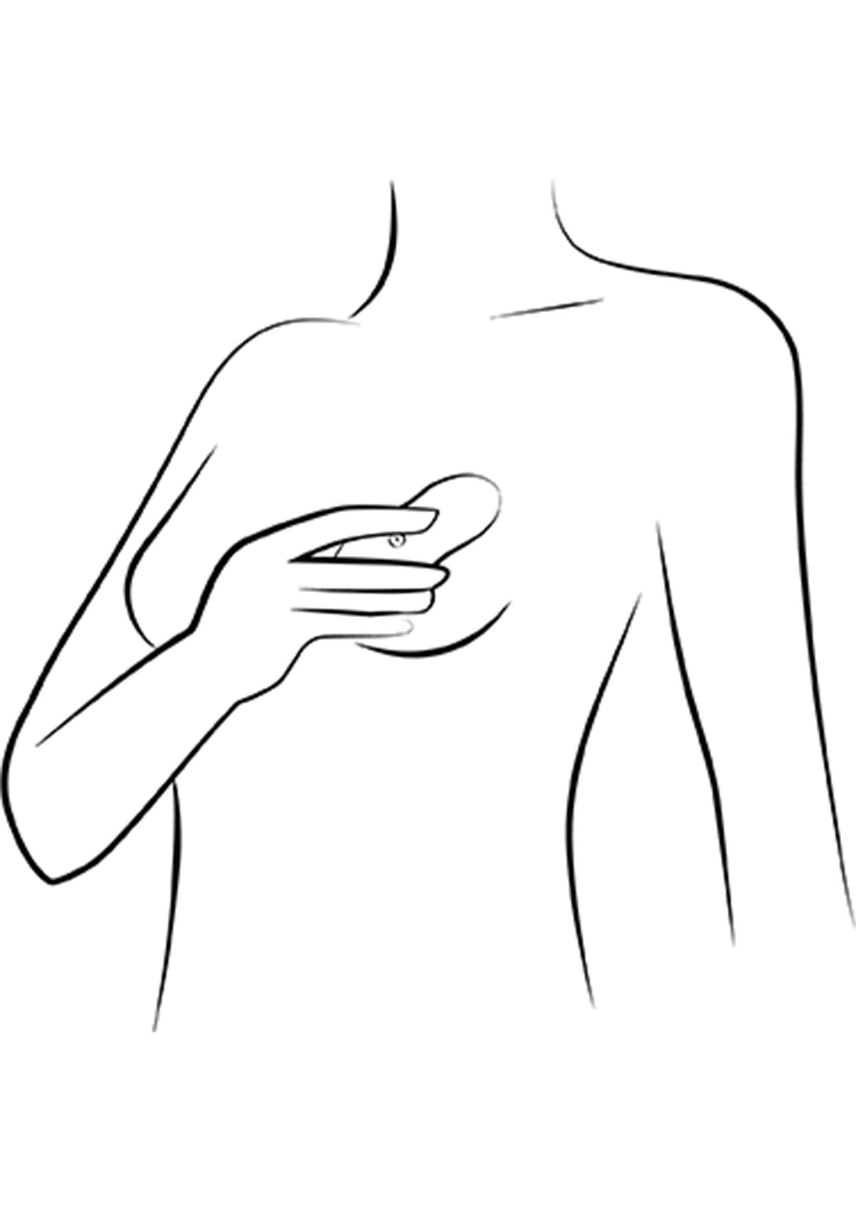 Illustration du sein et d'un galet de massage pour les soins de la peau.; Illustratie van borst en massage steen voor huidverzorging.; Illustration of breast and massage stone for skincare.