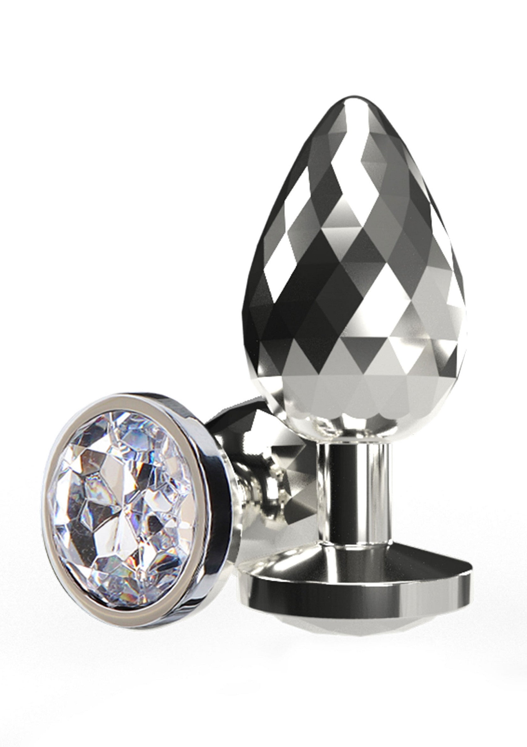 Plug anal bijou argenté avec strass, pour une expérience luxueuse et scintillante.; Zilverkleurige anaalplug met strass-steentjes voor een luxueuze en glinsterende ervaring.; Silver jeweled anal plug with rhinestones for a luxurious and sparkling experience.