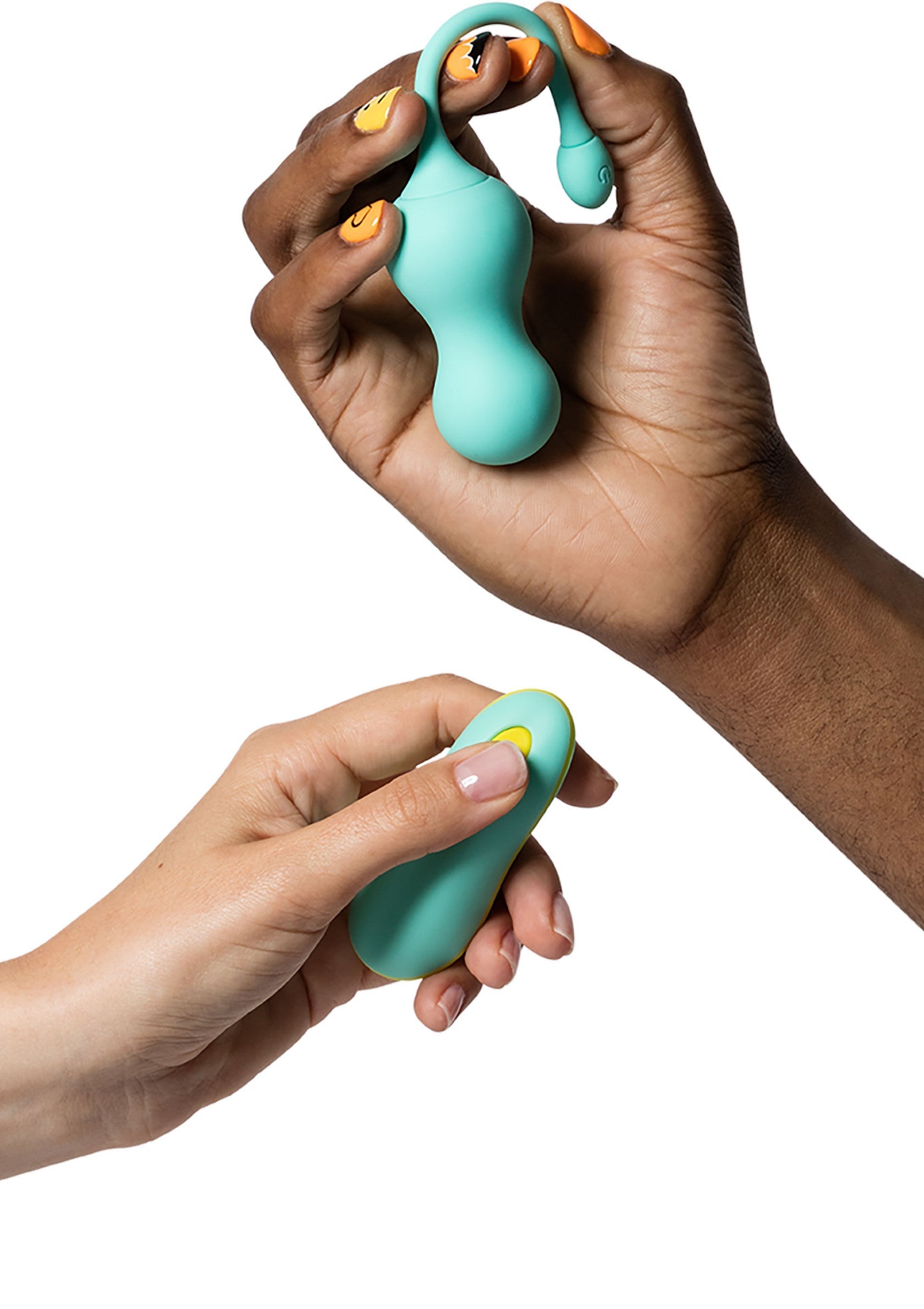 Masseur personnel en silicone bleu turquoise avec télécommande pour plus de plaisir et de confort.; Turkoois blauwe siliconen persoonlijke massager met afstandsbediening voor extra genot en comfort.; Teal silicone personal massager with remote control for extra pleasure and convenience.