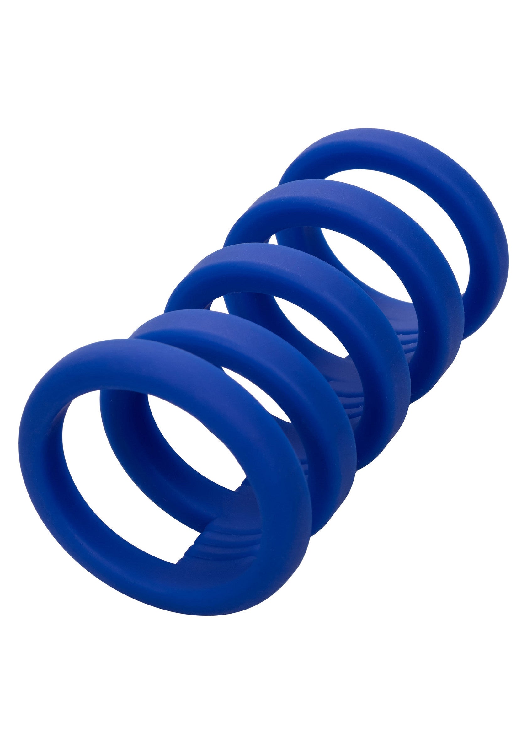 Anneaux péniens bleus pour plus de plaisir et d'endurance.; Blauwe penisringen voor meer plezier en uithoudingsvermogen.; Blue cock rings for enhanced pleasure and stamina.