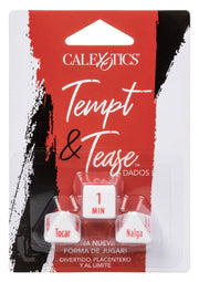 Jeu de dés CalExotics Tempt & Tease. Pimentez votre vie amoureuse avec ce jeu coquin et excitant. Découvrez de nouvelles façons de vous séduire.; CalExotics Tempt & Tease dobbelspel. Spice je liefdesleven op met dit ondeugende en opwindende spel. Ontdek nieuwe manieren om elkaar te verleiden.; CalExotics Tempt & Tease dice game. Spice up your love life with this naughty and exciting game. Discover new ways to seduce each other.