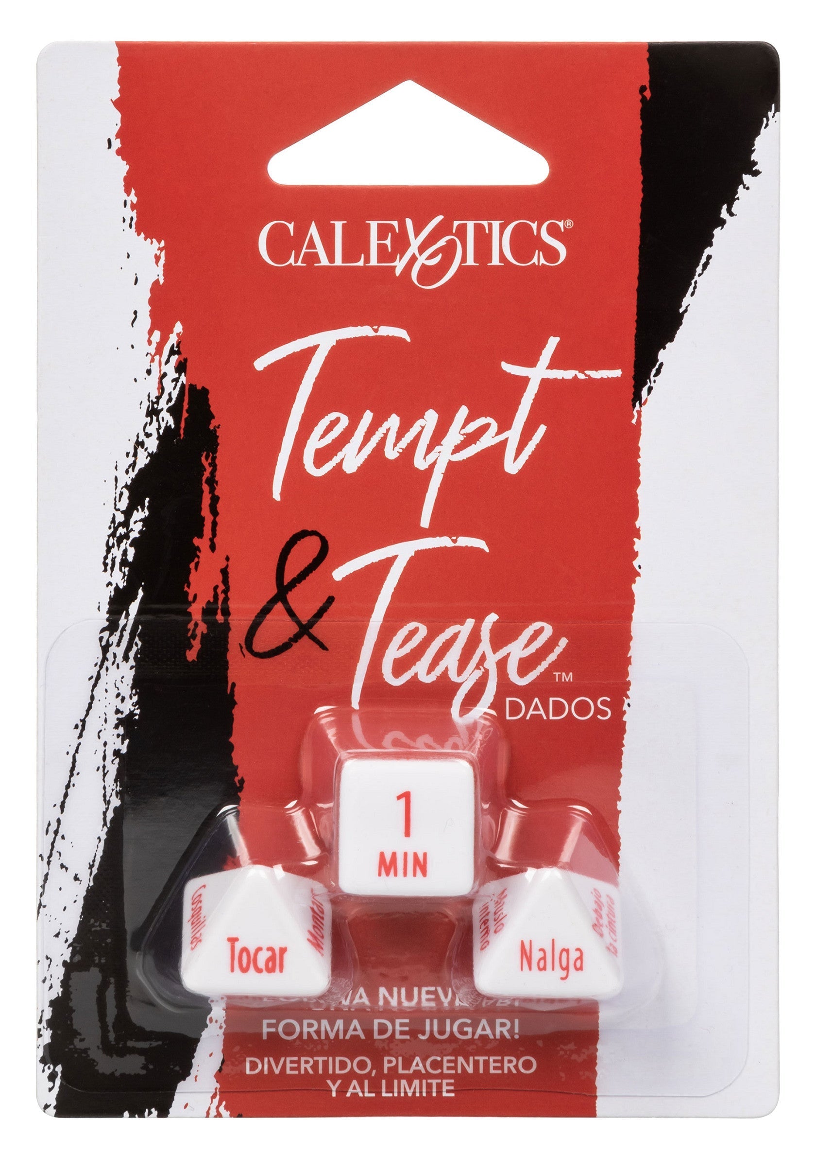 Jeu de dés CalExotics Tempt & Tease. Pimentez votre vie amoureuse avec ce jeu coquin et excitant. Découvrez de nouvelles façons de vous séduire.; CalExotics Tempt & Tease dobbelspel. Spice je liefdesleven op met dit ondeugende en opwindende spel. Ontdek nieuwe manieren om elkaar te verleiden.; CalExotics Tempt & Tease dice game. Spice up your love life with this naughty and exciting game. Discover new ways to seduce each other.