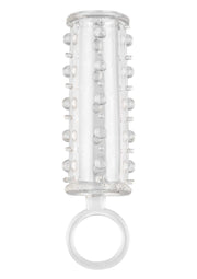 Manchon pénien transparent avec picots et anneau. Améliore le plaisir et l'excitation.; Transparante penis sleeve met noppen en ring. Verbetert genot en opwinding.; Clear textured penis sleeve with ring. Enhances pleasure and excitement.
