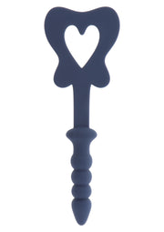 Plug anal bleu avec motif de cœur. Accessoire intime pour adultes.; Blauwe anale plug met hartjesmotief. Intiem accessoire voor volwassenen.; Blue anal plug with a heart design. Intimate accessory for adults.