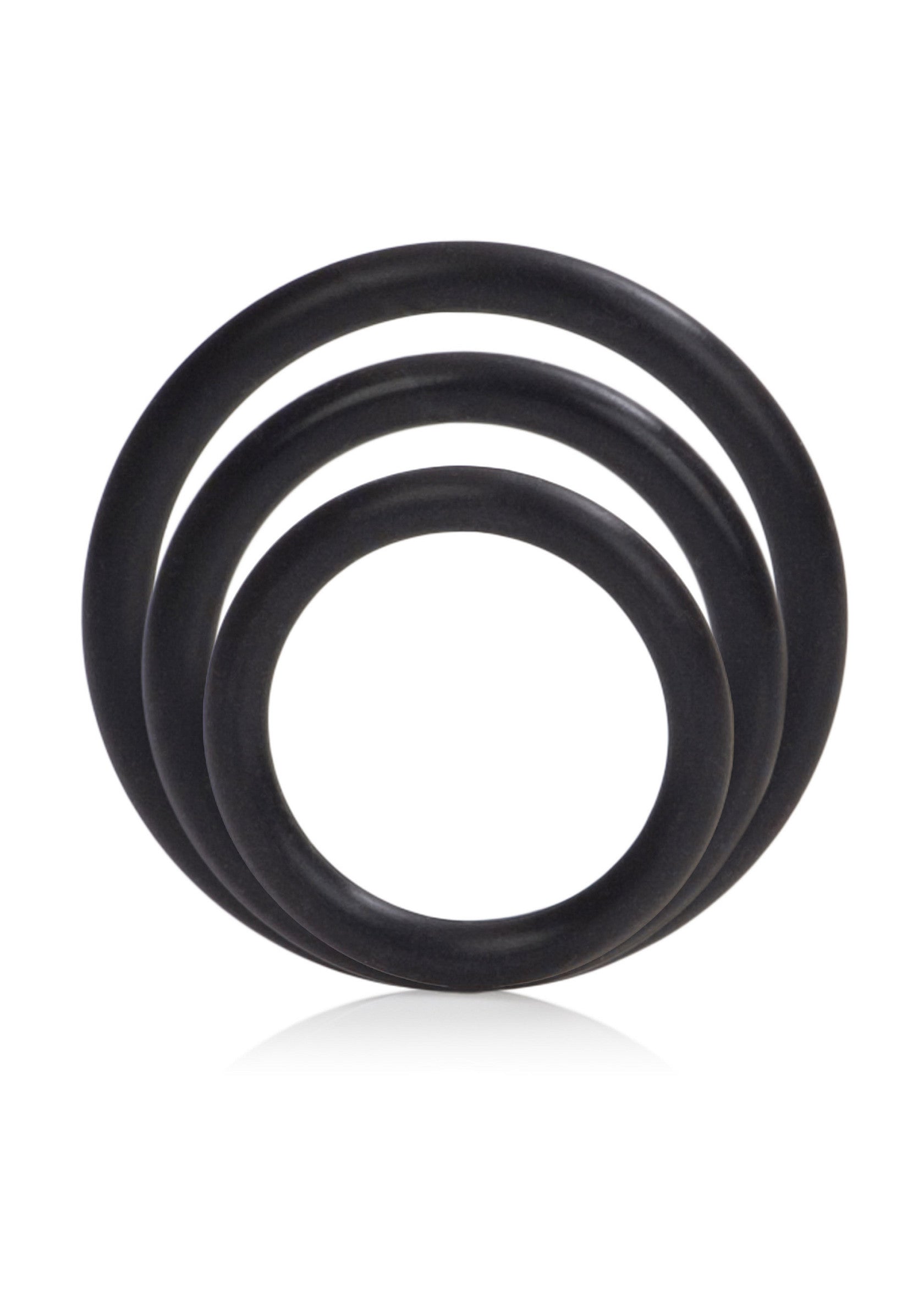 Ensemble d'anneaux noirs de différentes tailles. Parfait pour le plaisir sexuel et le bondage.; Set zwarte ringen in verschillende maten. Perfect voor seksueel genot en bondage.; Set of black rings in different sizes. Perfect for sexual pleasure and bondage.