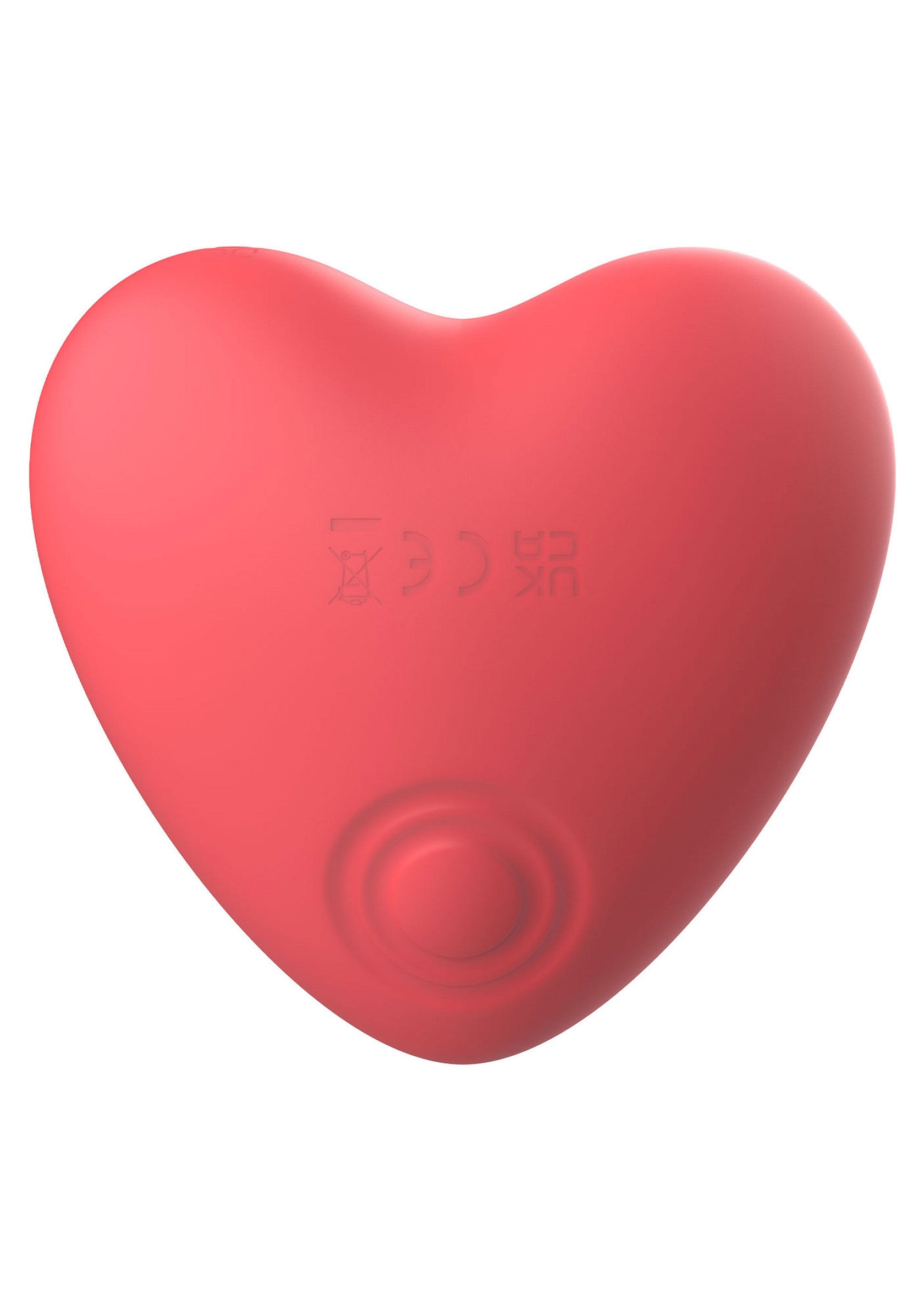 Vibromasseur en forme de cœur rouge. Stimulation interne et externe. Étanche et rechargeable.; Rode hartvormige vibrator. Interne en externe stimulatie. Waterdicht en oplaadbaar.; Red heart-shaped vibrator. Internal and external stimulation. Waterproof and rechargeable.