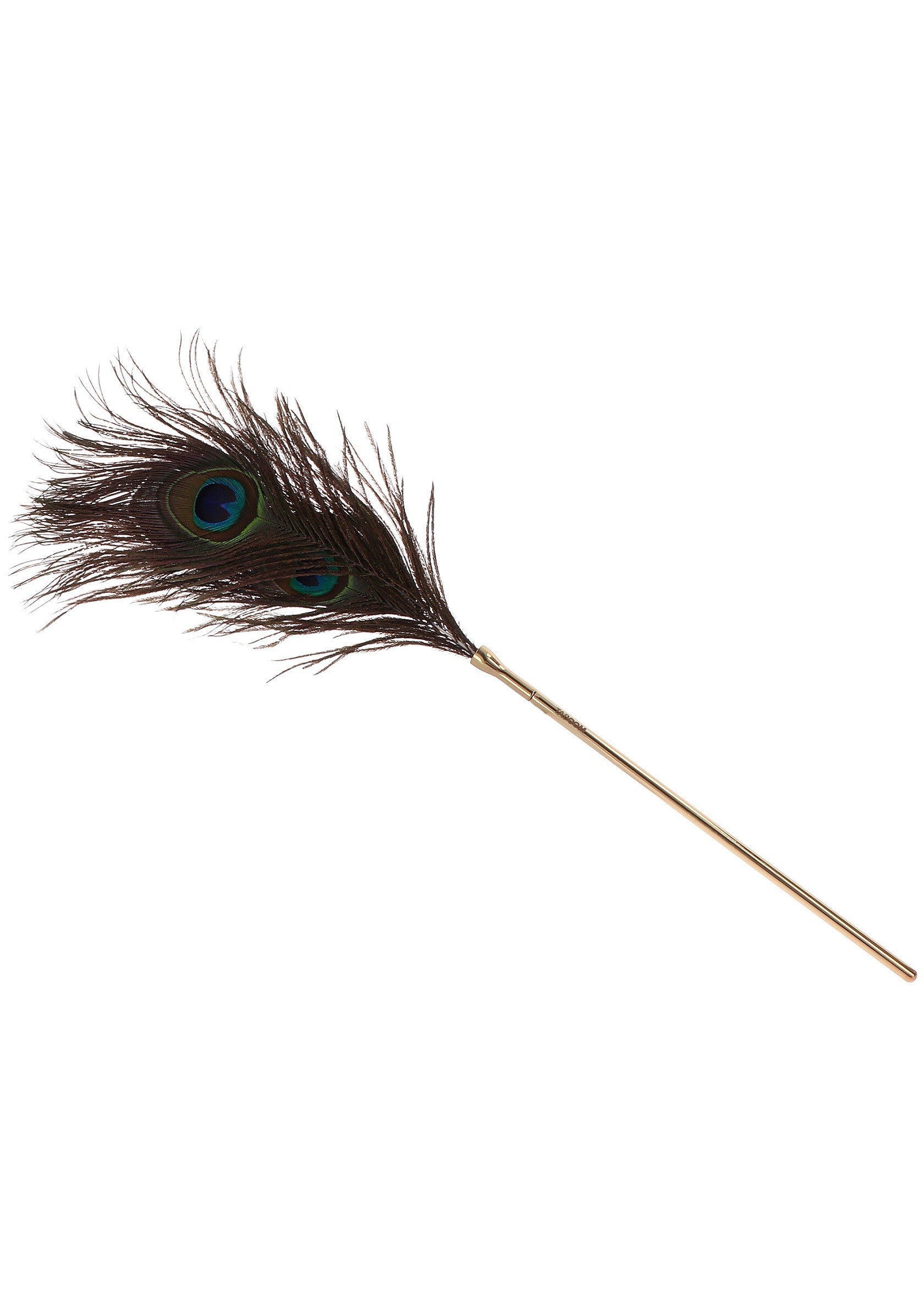 Plume de paon décorative avec tige dorée. Idéal pour embellir vos créations et décorations.; Decoratieve pauwenveer met gouden steel. Ideaal voor het verfraaien van uw creaties en decoraties.; Decorative peacock feather with gold stem. Ideal for embellishing your creations and decorations.