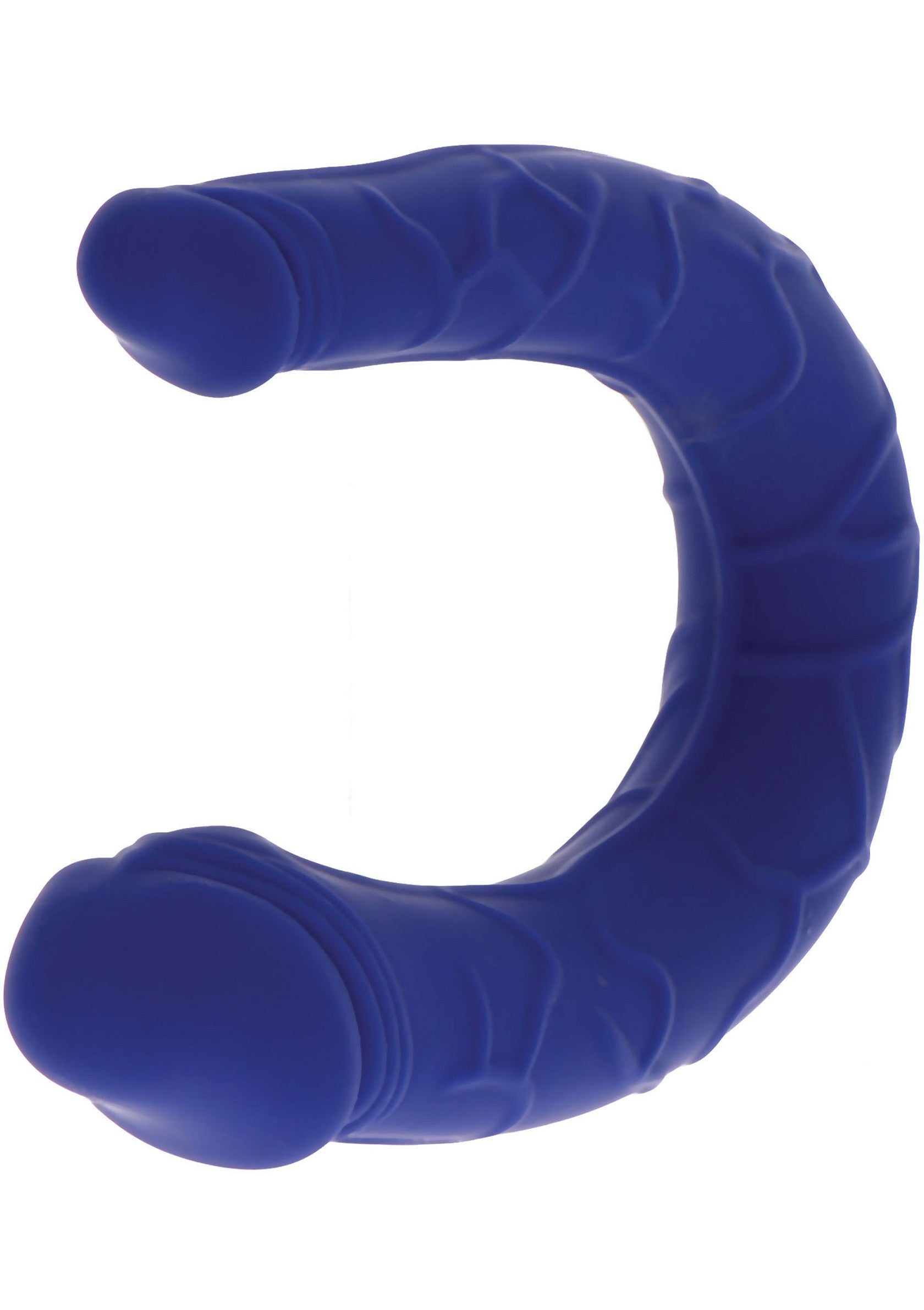 Gode vibrant double pénétration bleu pour stimulation interne et externe.; Dubbele penetratie vibrator in blauw voor interne en externe stimulatie.; Blue double penetration dildo for internal and external stimulation.