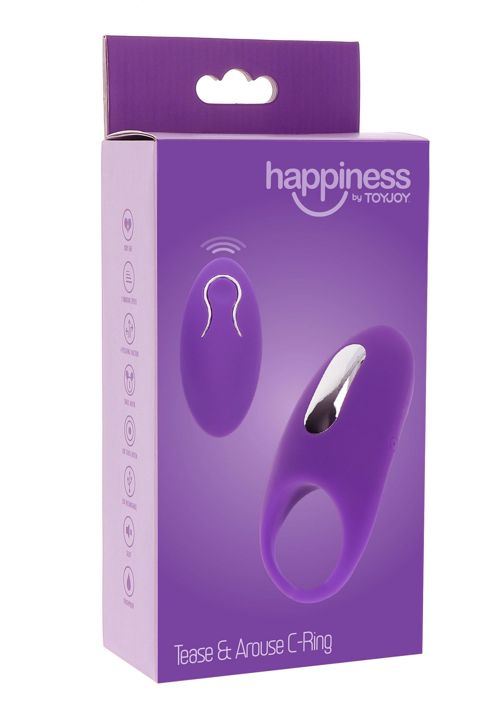 Anneau vibrant Happiness Tease & Arouse C-Ring pour plus de plaisir et d'excitation. Découvrez une nouvelle dimension de sensations !; Happiness Tease & Arouse C-Ring vibrerende penisring voor meer genot en opwinding. Ontdek een nieuwe dimensie van sensaties!; Happiness Tease & Arouse C-Ring vibrating cock ring for more pleasure and excitement. Discover a new dimension of sensations!