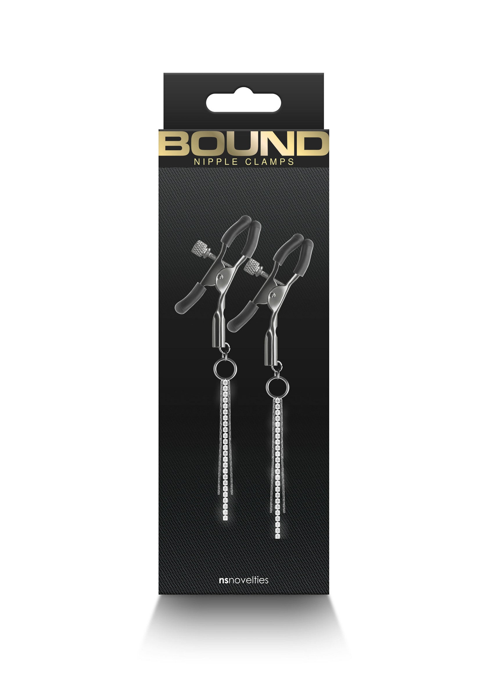 Pinces tétons Bound avec chaînes strass. Pimentez votre intimité avec ces accessoires glamour et excitants.; Bound tepelklemmen met strass kettingen. Spice je intimiteit met deze glamour en opwindende accessoires.; Bound nipple clamps with rhinestone chains. Spice up your intimacy with these glamorous and exciting accessories.