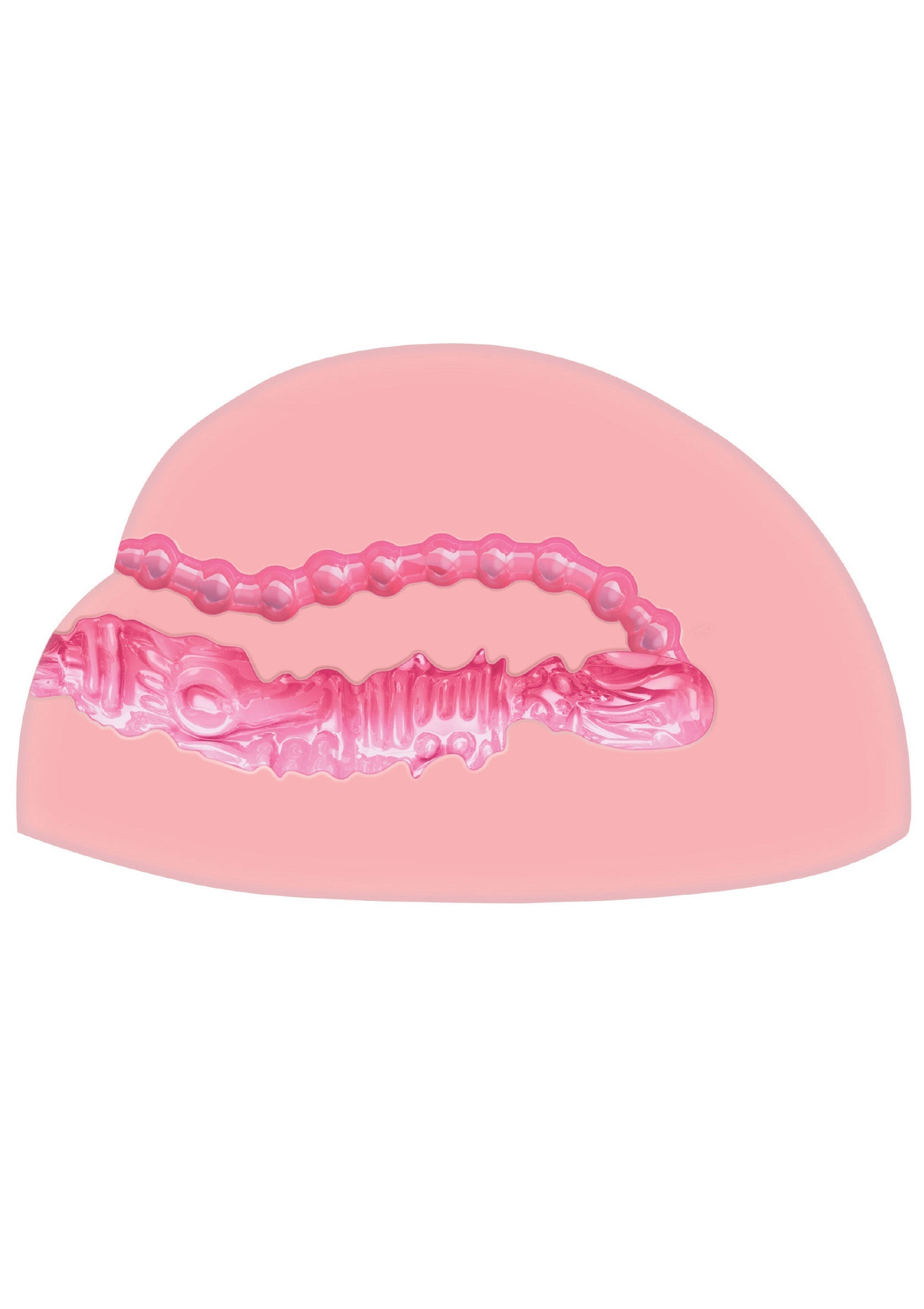 Moule rose avec forme à motif de perles et rayures.; Roze vorm met patroon van parels en strepen.; Pink mold with pattern of pearls and stripes.