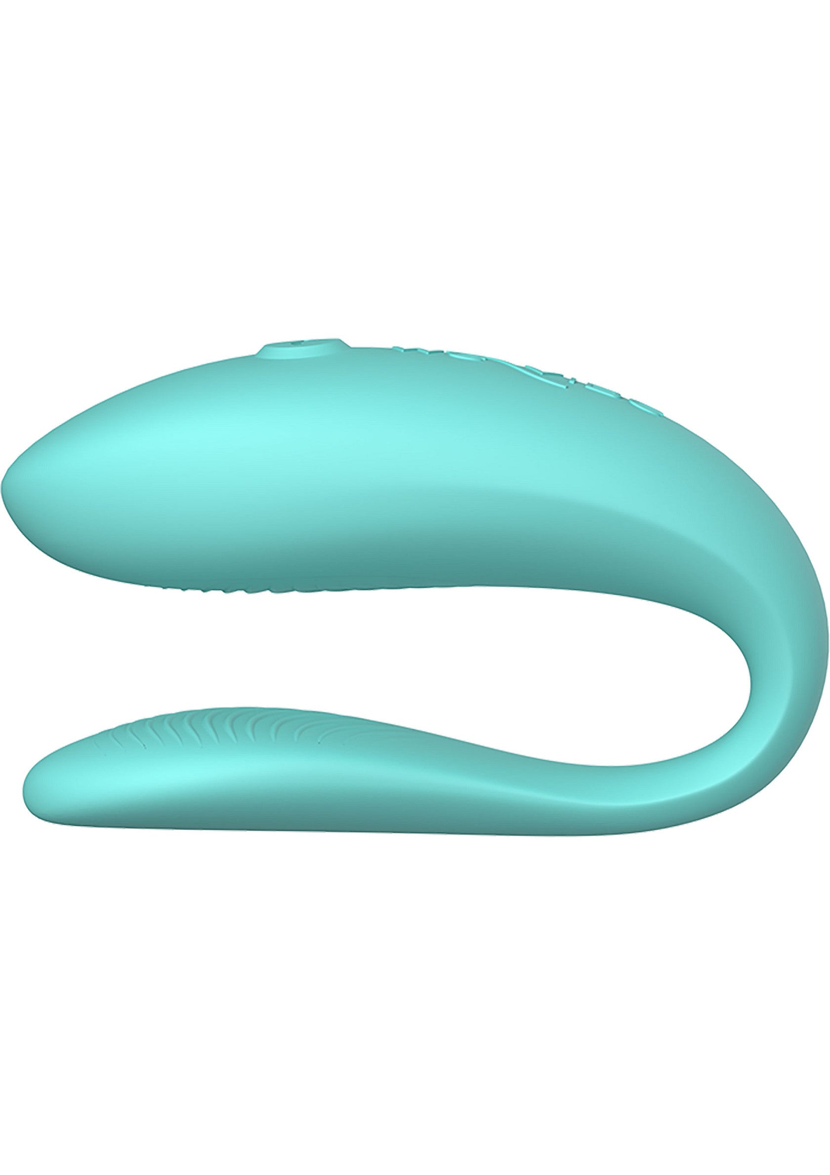 Masseur vibrant double turquoise pour couples. Jouet de plaisir intime et sensoriel pour des moments inoubliables.; Turkoois dubbele vibrator voor koppels. Intiem, sensueel speeltje voor onvergetelijke momenten. Stimuleert en masseert.; Teal double vibrator for couples. Intimate, sensual toy for unforgettable moments. Stimulates and massages.