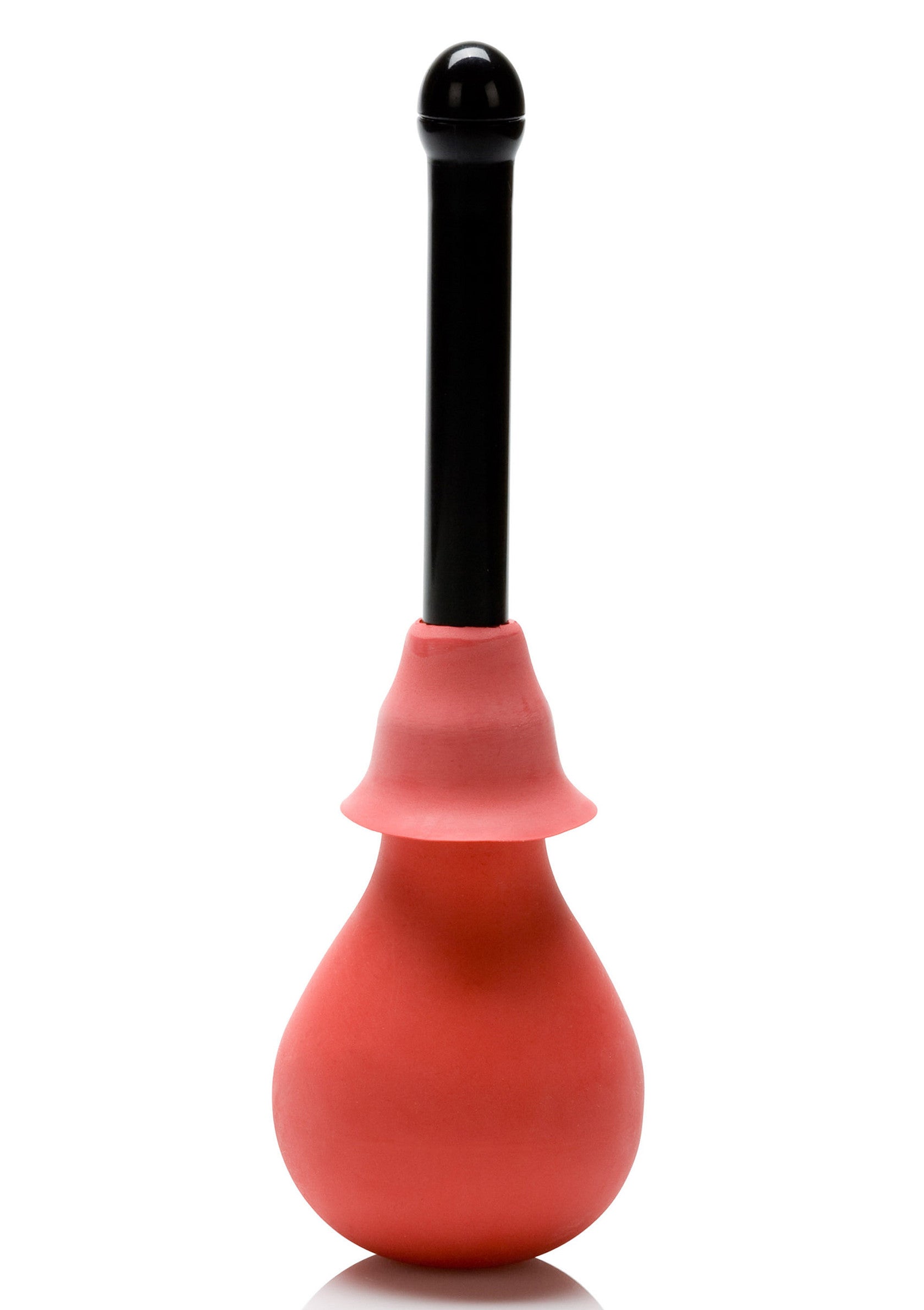 Poire à lavement rose avec embout noir, pour une hygiène intime douce et efficace.; Roze klysma peer met zwart opzetstuk, voor een zachte en effectieve intieme hygiëne.; Pink douche bulb with black nozzle, for gentle & effective intimate hygiene.