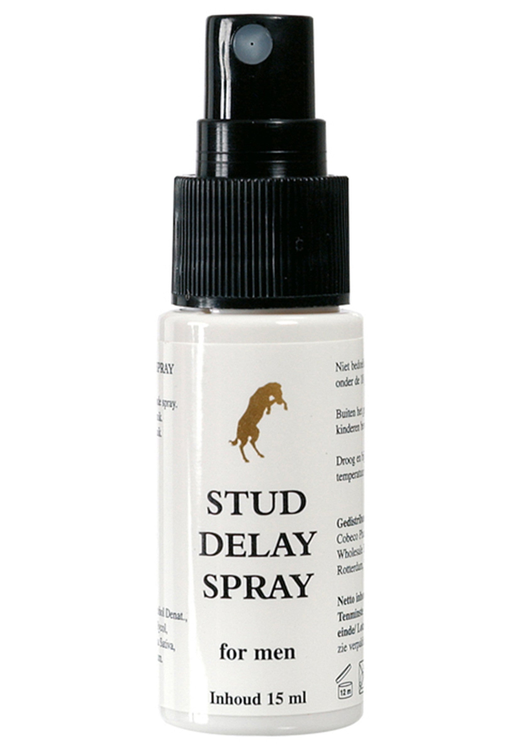 Spray retardant Stud Delay pour hommes, 15 ml. Pour une performance prolongée et une satisfaction accrue.; Stud Delay Spray voor mannen, 15 ml. Vertraging voor een langer durend plezier en meer voldoening.; Stud Delay Spray for men, 15ml. Delay spray for longer lasting pleasure and more satisfaction.