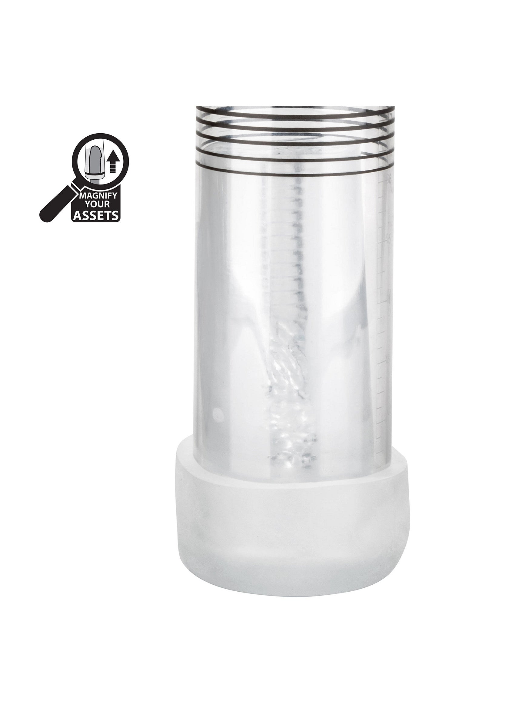 Manchon texturé transparent pour le plaisir masculin.; Transparante sleeve met textuur voor mannelijk genot.; Clear textured sleeve for male pleasure.