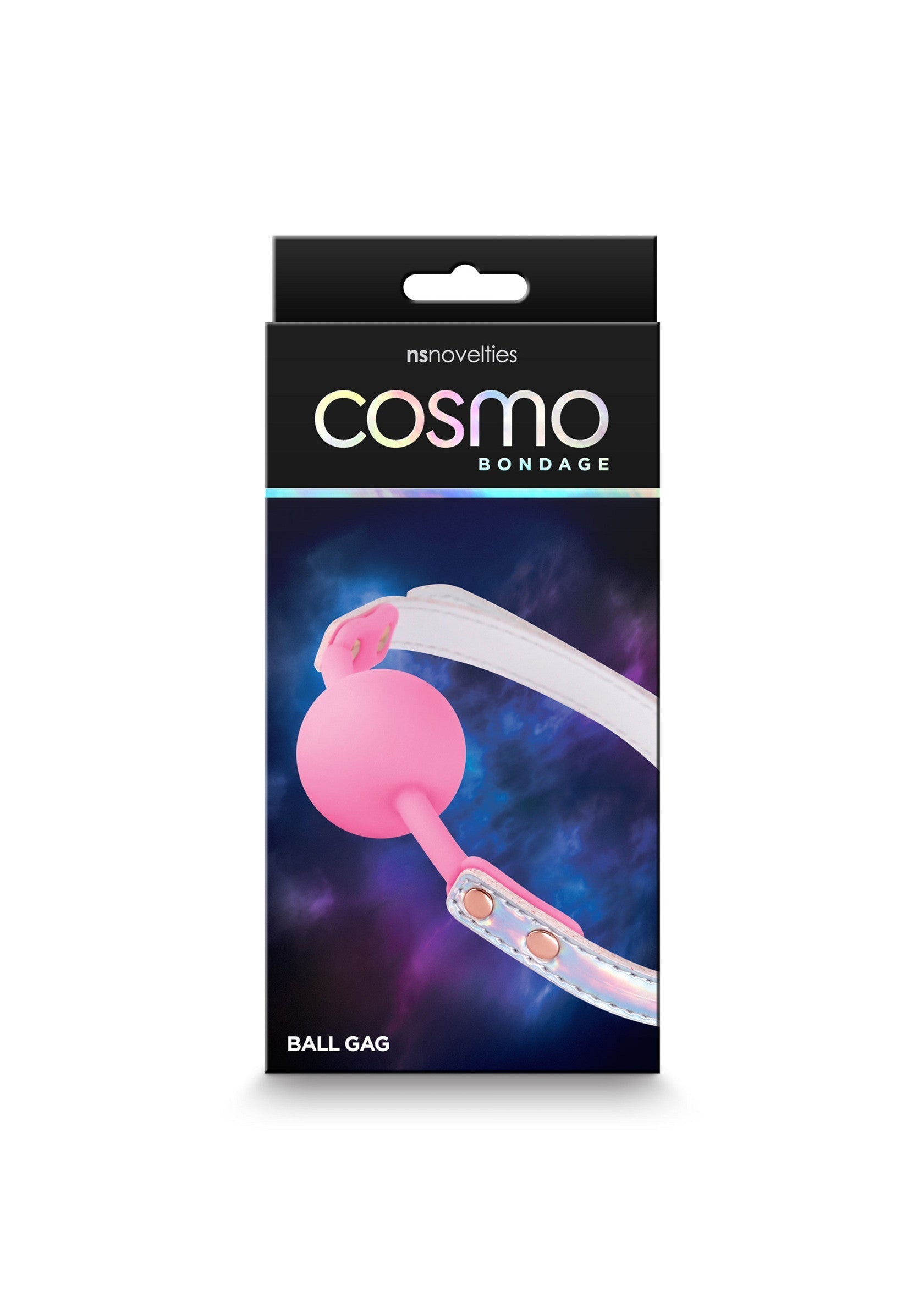 Bâillon sphérique rose Cosmo Bondage pour des jeux de soumission et de domination.; Cosmo Bondage roze ball gag voor submission en dominantie spelletjes.; Cosmo Bondage pink ball gag for submission and dominance games.