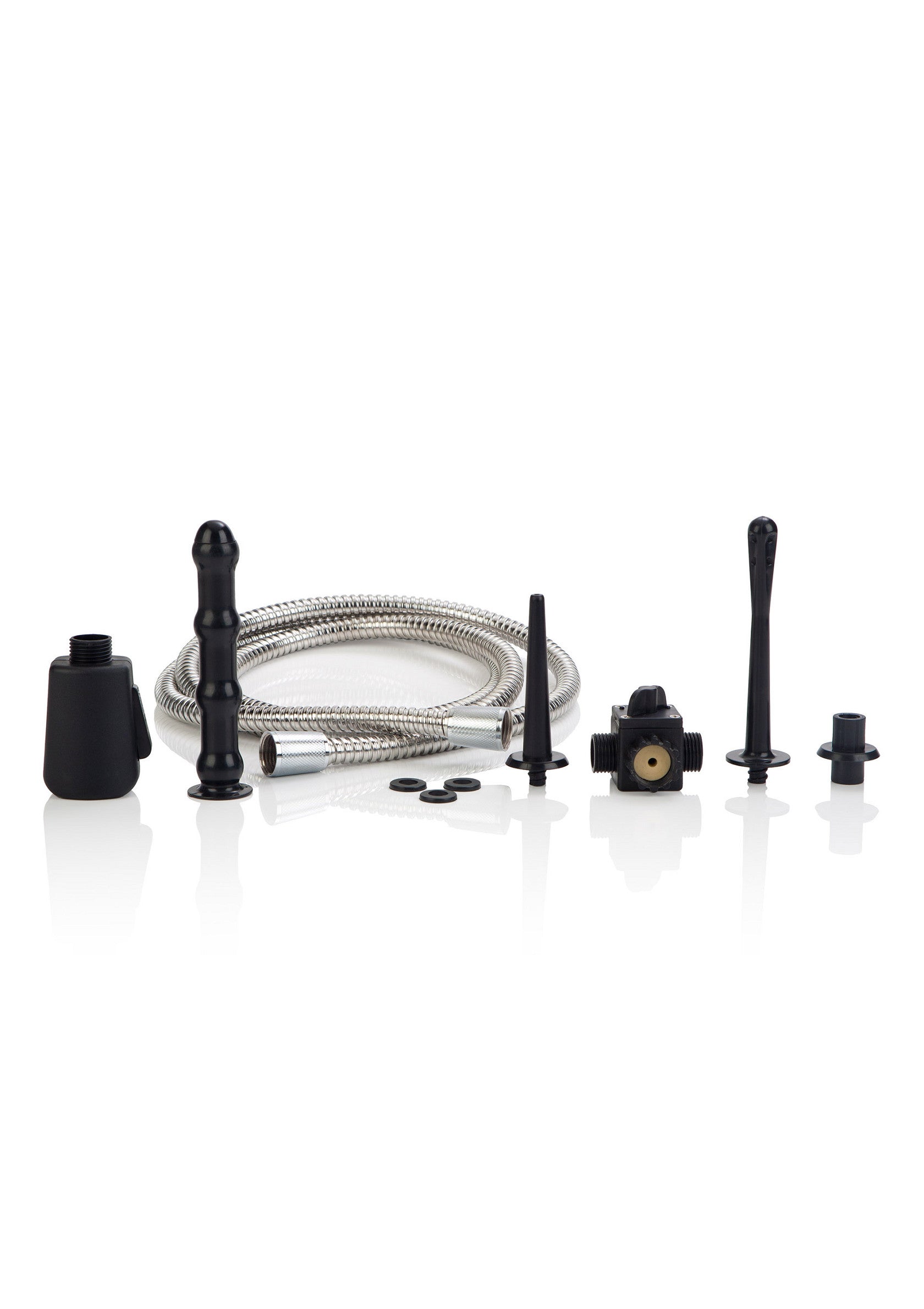 Kit d'hygiène intime complet avec embouts interchangeables et tuyau flexible. Nettoyage en profondeur et confort assuré.; Complete set voor intieme hygiëne met verwisselbare tips en flexibele slang. Diepe reiniging en comfort gegarandeerd.; Complete kit for intimate hygiene with interchangeable tips and flexible hose. Deep cleaning and comfort guaranteed.