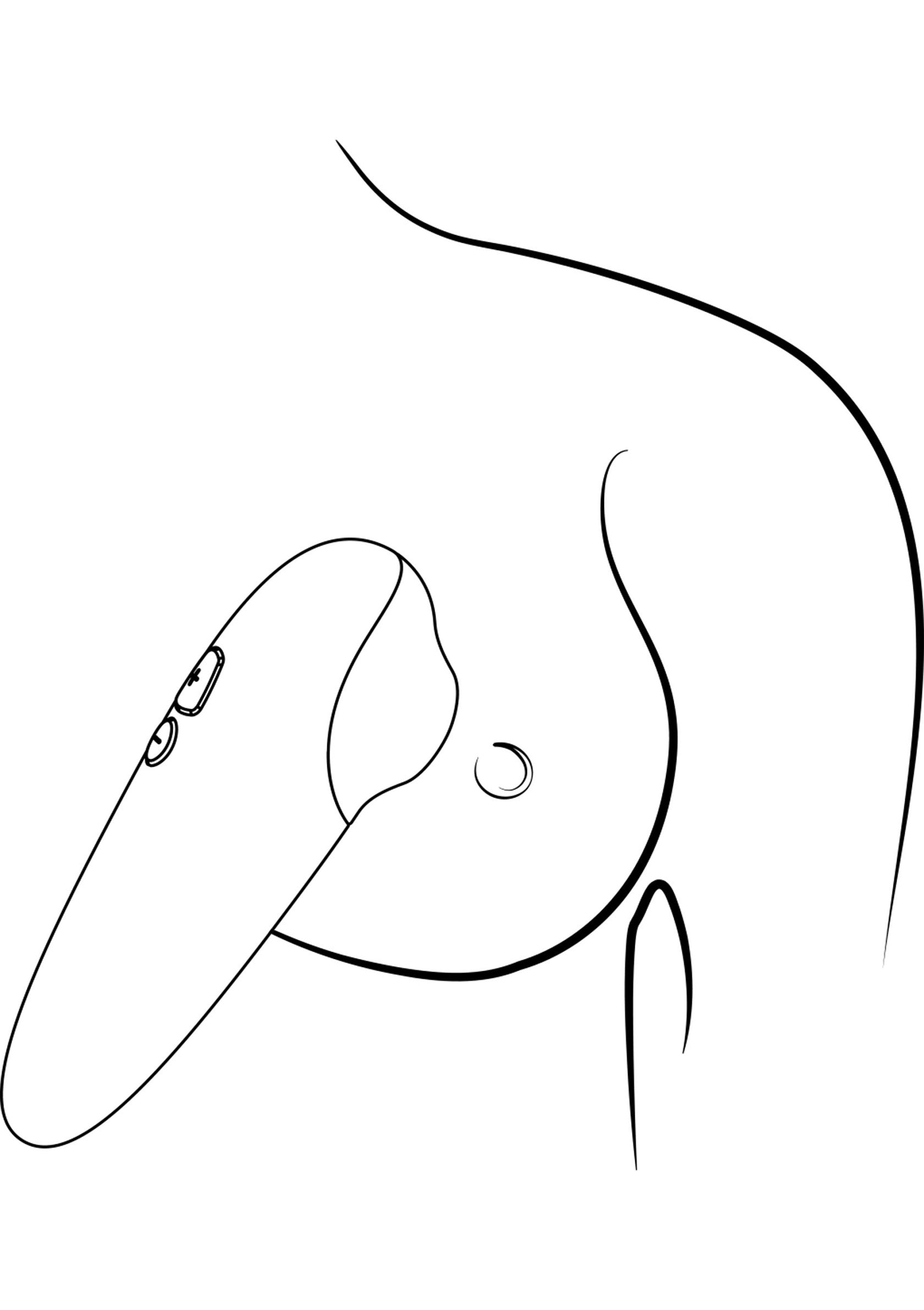 Dessin au trait d'un vibromasseur sur un sein. Découvrez nos vibromasseurs pour adultes et pimentez votre vie amoureuse.; Lijnpictogram van een vibrator op een borst. Ontdek onze vibrators voor volwassenen en geef je liefdesleven wat extra pit.; Line drawing of a vibrator on a breast. Discover our adult vibrators and spice up your love life.