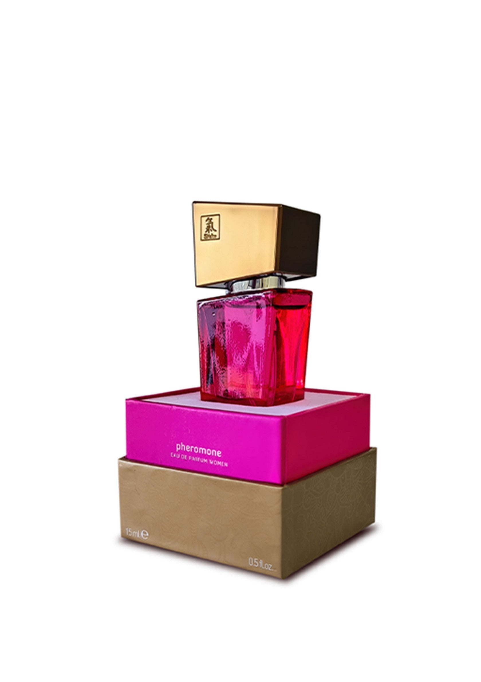 Parfum pour femmes Pheromone. Flacon rose et boîte cadeau élégante. Achetez maintenant pour une fragrance irrésistible!; Pheromone damesparfum. Roze fles en elegante geschenkdoos. Koop nu voor een onweerstaanbare geur!; Pheromone women's perfume. Pink bottle and elegant gift box. Shop now for an irresistible fragrance!