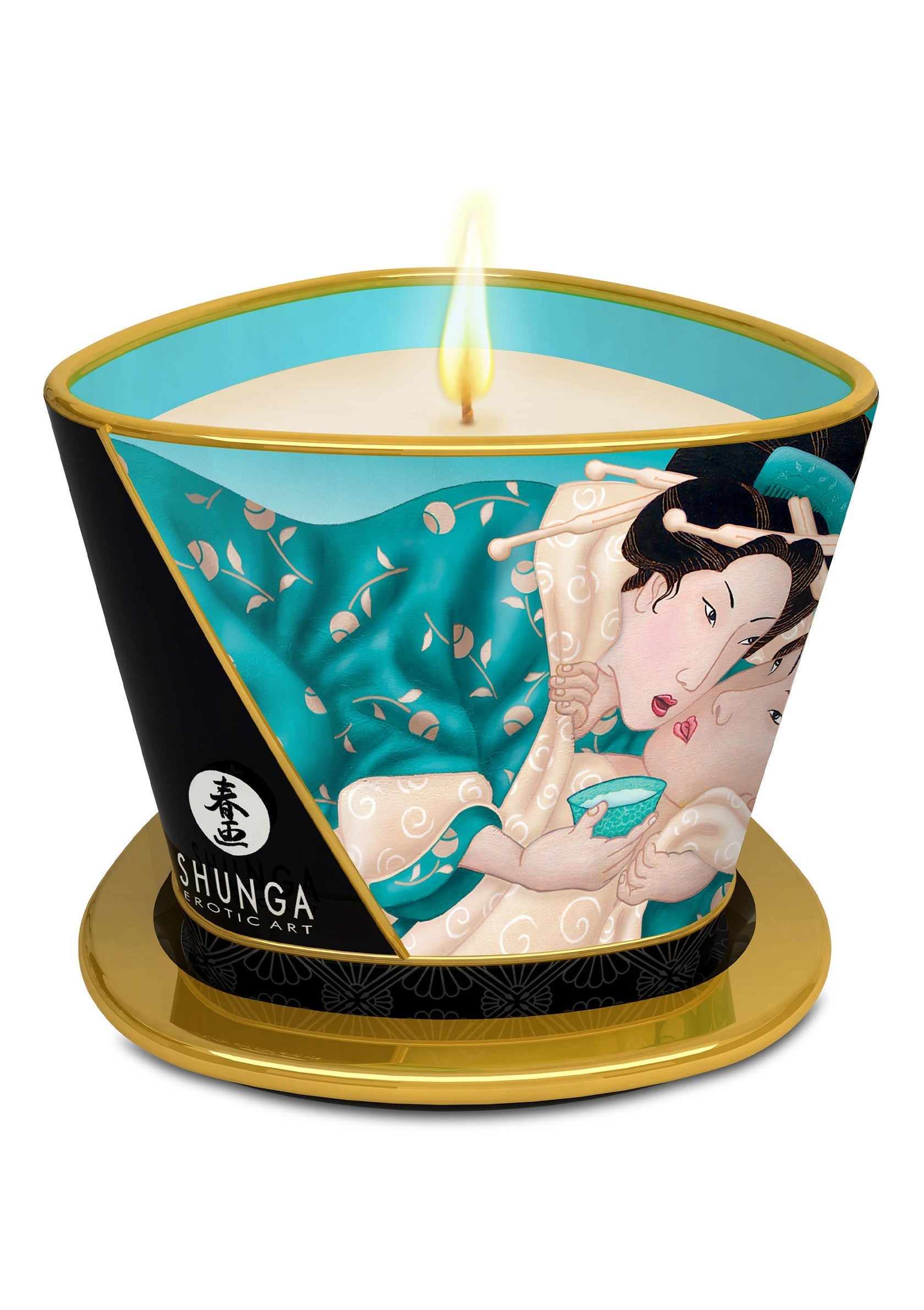 Bougie Shunga Erotic Art avec motif d'art érotique. Parfait pour créer une ambiance sensuelle.; Shunga Erotic Art kaars met erotisch kunstmotief. Perfect om een sensuele sfeer te creëren.; Shunga Erotic Art candle with erotic art motif. Perfect for creating a sensual atmosphere.