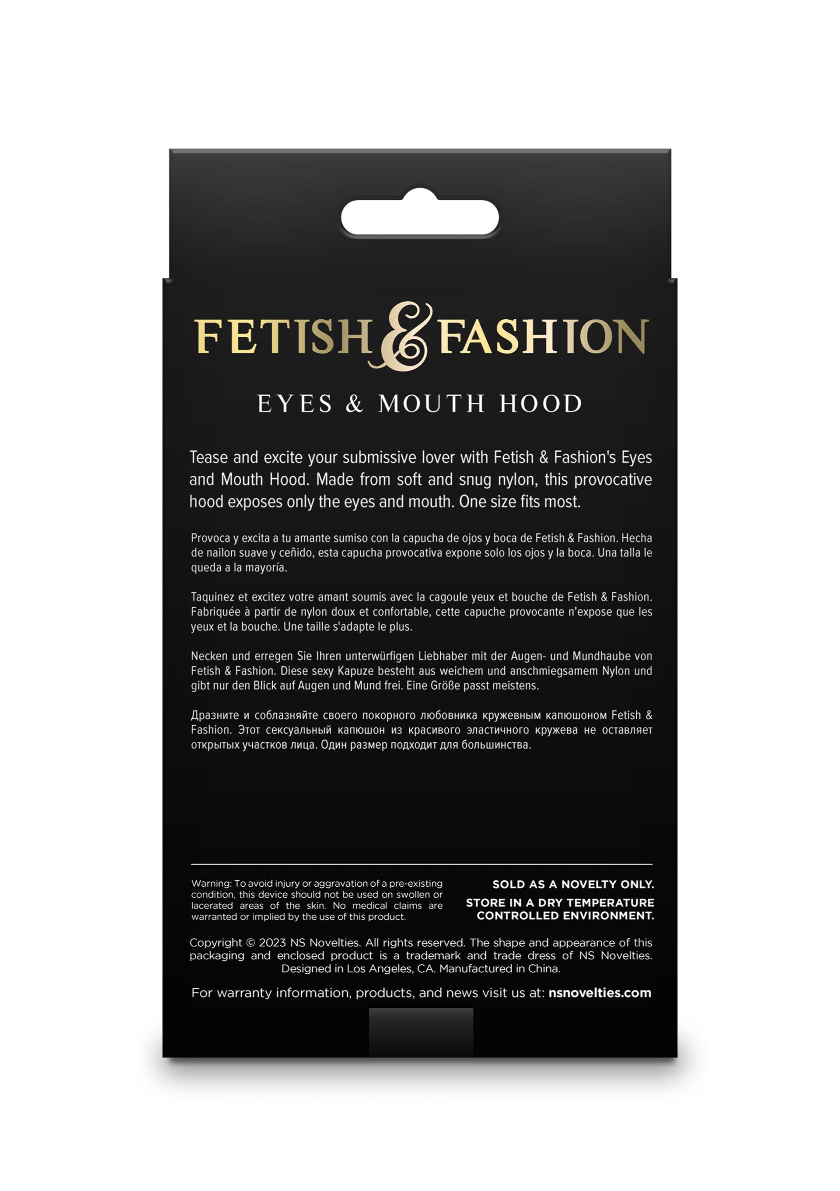Capuche yeux et bouche Fetish & Fashion en nylon doux. Un accessoire érotique pour pimenter vos jeux de soumission et domination.; Fetish & Fashion oog- en mondkap van zacht nylon. Een erotisch accessoire om je submissie- en dominantiespel spannender te maken.; Fetish & Fashion eyes and mouth hood made of soft nylon. An erotic accessory to spice up your submission and dominance games.