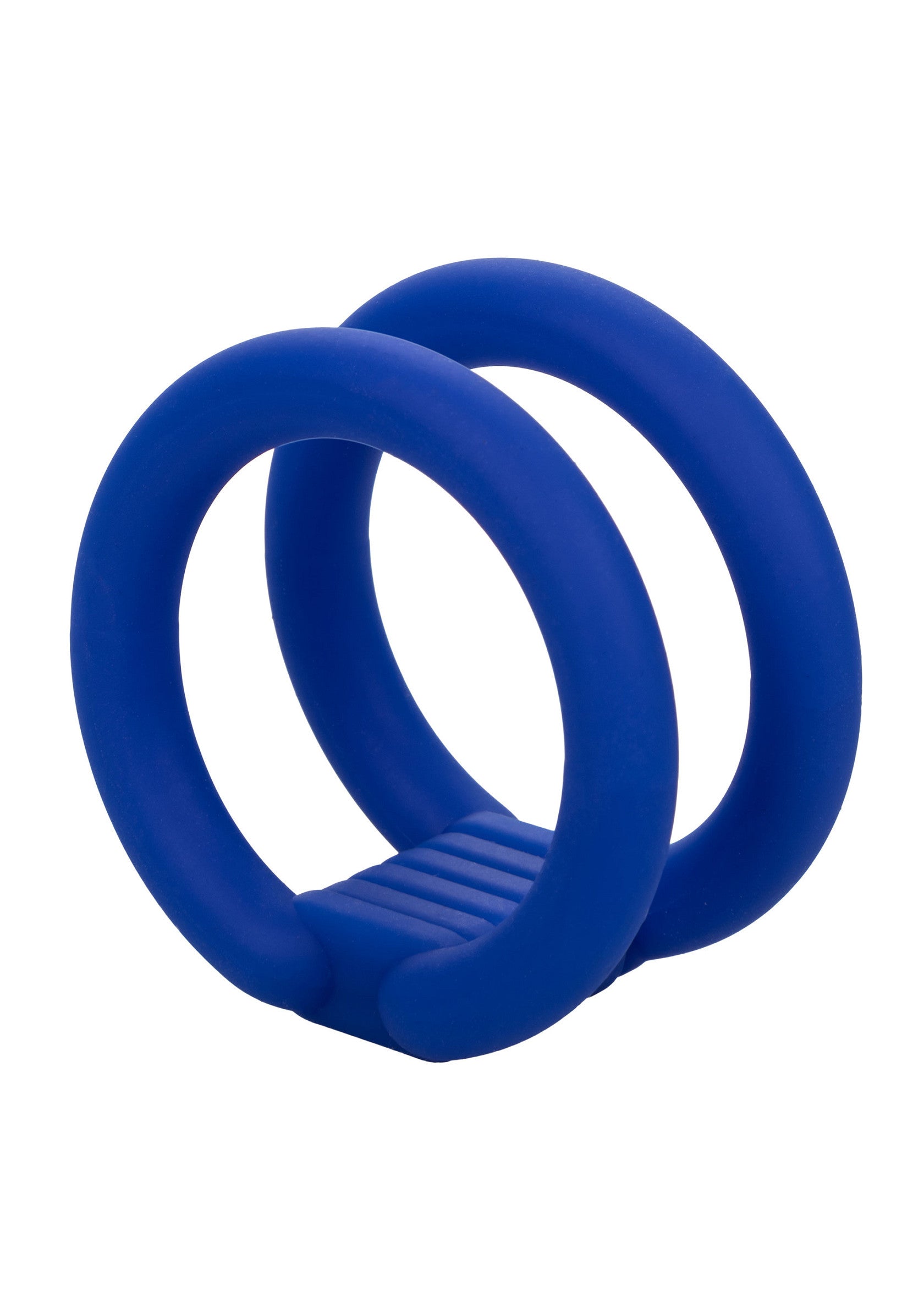 Anneau pénien double bleu pour des érections plus fortes et durables. Améliore le plaisir et la performance.; Blauwe dubbele penisring voor sterkere en langdurige erecties. Verbetert plezier en prestaties.; Blue double cock ring for stronger and longer lasting erections. Enhances pleasure and performance.