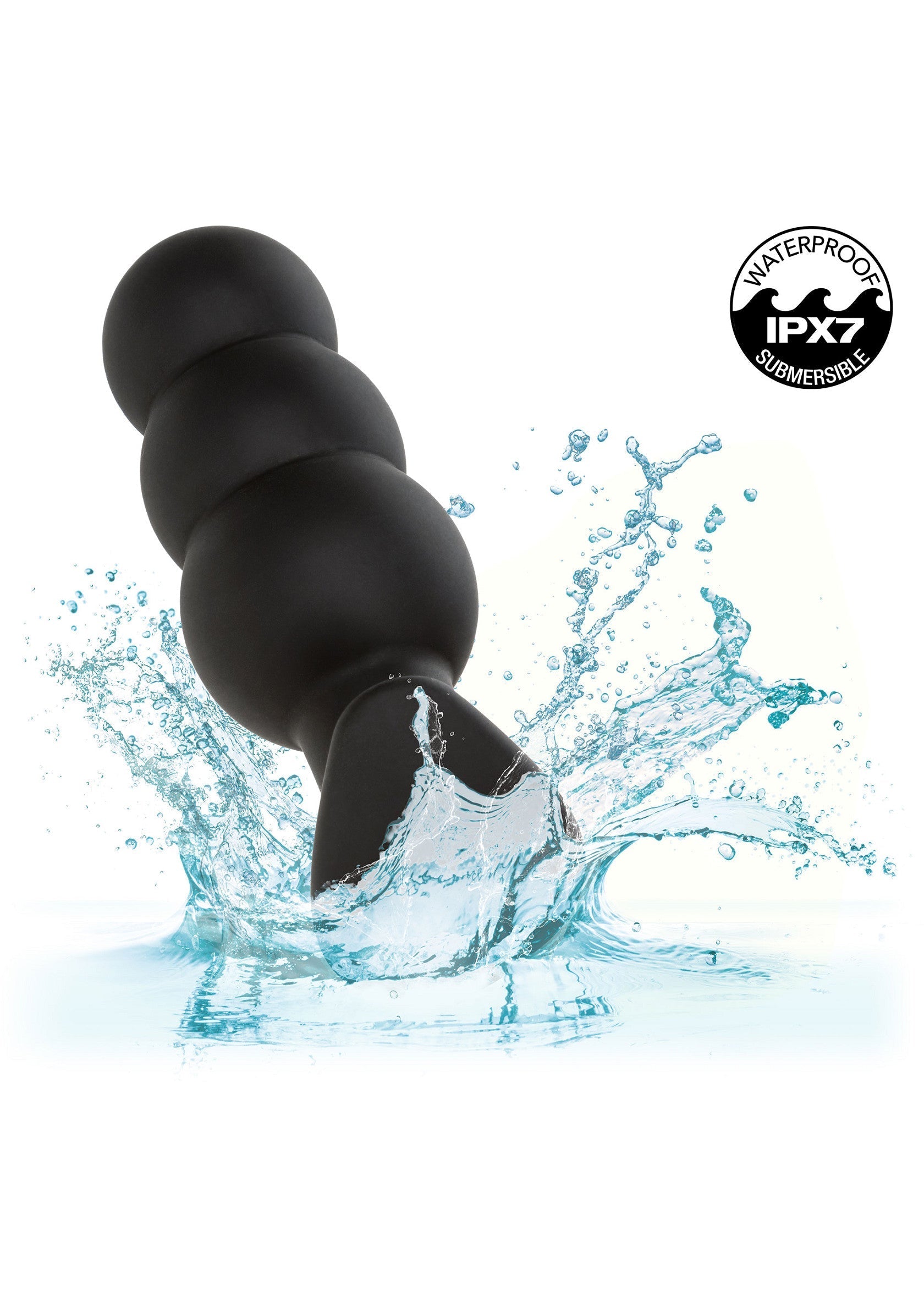Plug anal triple en silicone noir étanche, parfait pour l'exploration et le plaisir aquatique.; Waterdichte zwarte siliconen anale plug met 3 bollen, perfect voor verkenning en waterpret.; Waterproof black silicone triple bead anal plug, perfect for exploration and aquatic pleasure.