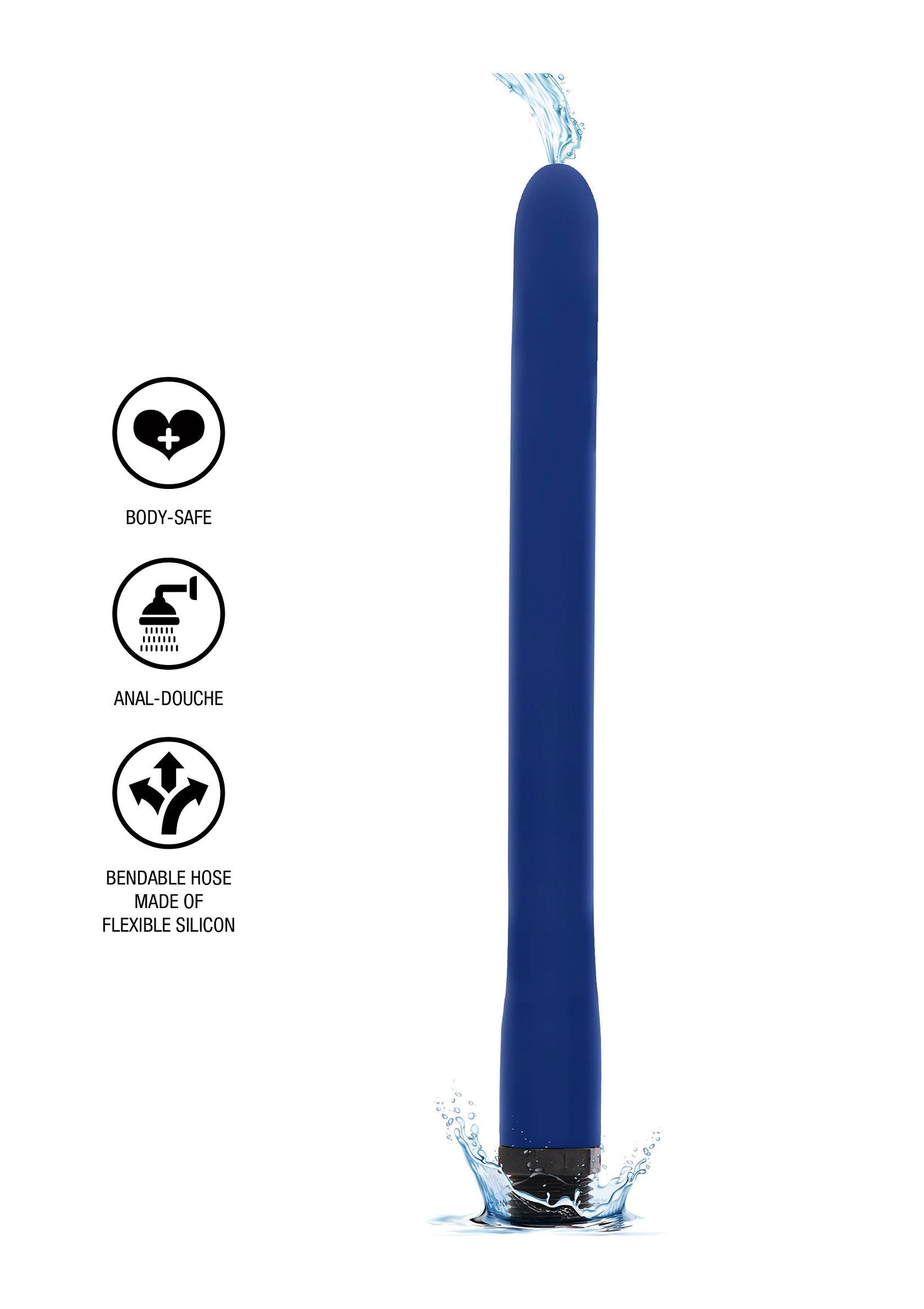 Douche anale en silicone flexible, sûre pour le corps. Nettoyage intime en douceur. Flexible et hygiénique.; Flexibele siliconen anale douche, veilig voor het lichaam. Zachte intieme reiniging. Flexibel en hygiënisch.; Flexible silicone anal douche, body-safe. Gentle intimate cleansing. Flexible and hygienic.