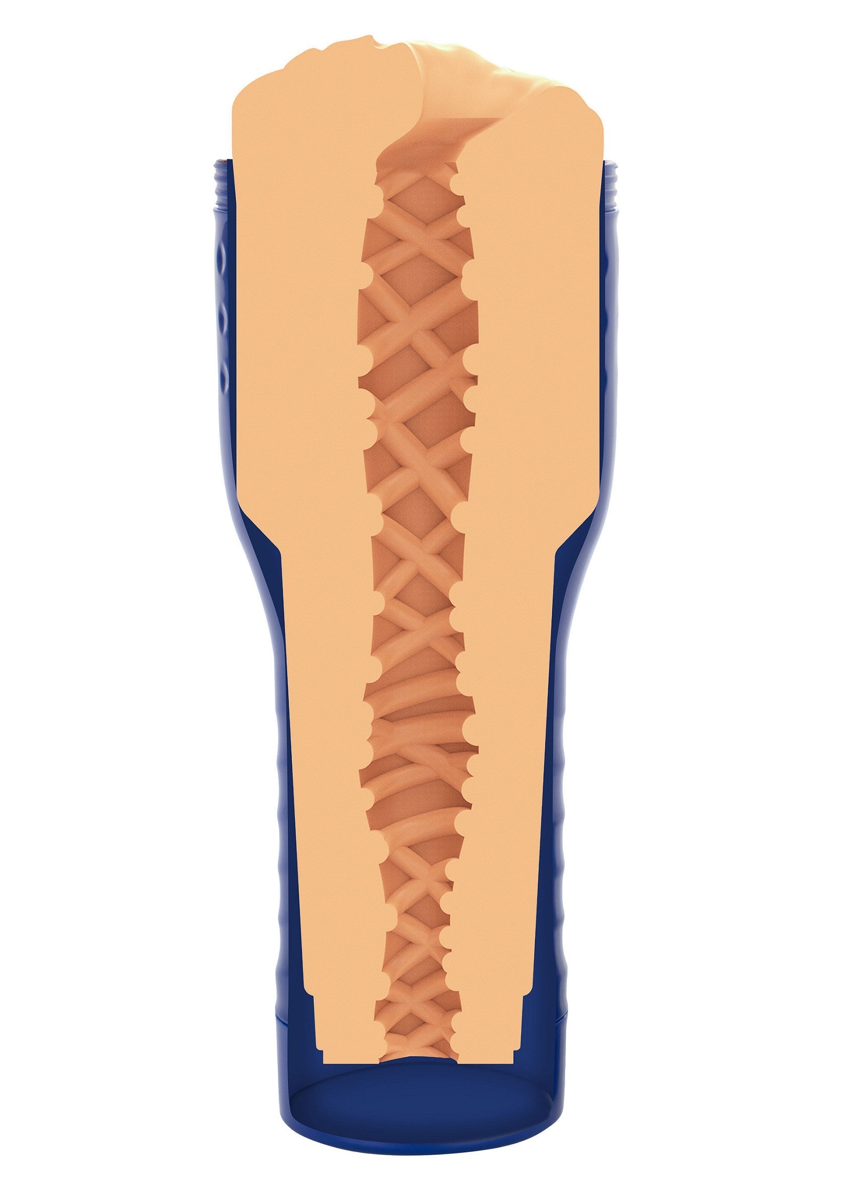 Manchon de plaisir texturé en bleu et chair pour une expérience unique et intense. Découvrez le plaisir ultime dès maintenant !; Getextureerde plezier-mouw in blauw en huidkleur voor een unieke en intense ervaring. Ontdek nu het ultieme genot!; Textured pleasure sleeve in blue and flesh tone for a unique and intense experience. Discover ultimate pleasure now!