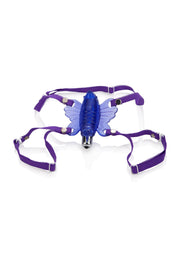Harnais vibrant papillon violet. Explorez de nouveaux sommets de plaisir!; Paars vlinder vibrator harnas. Ontdek nieuwe hoogten van plezier!; Purple butterfly vibrator harness. Explore new heights of pleasure!