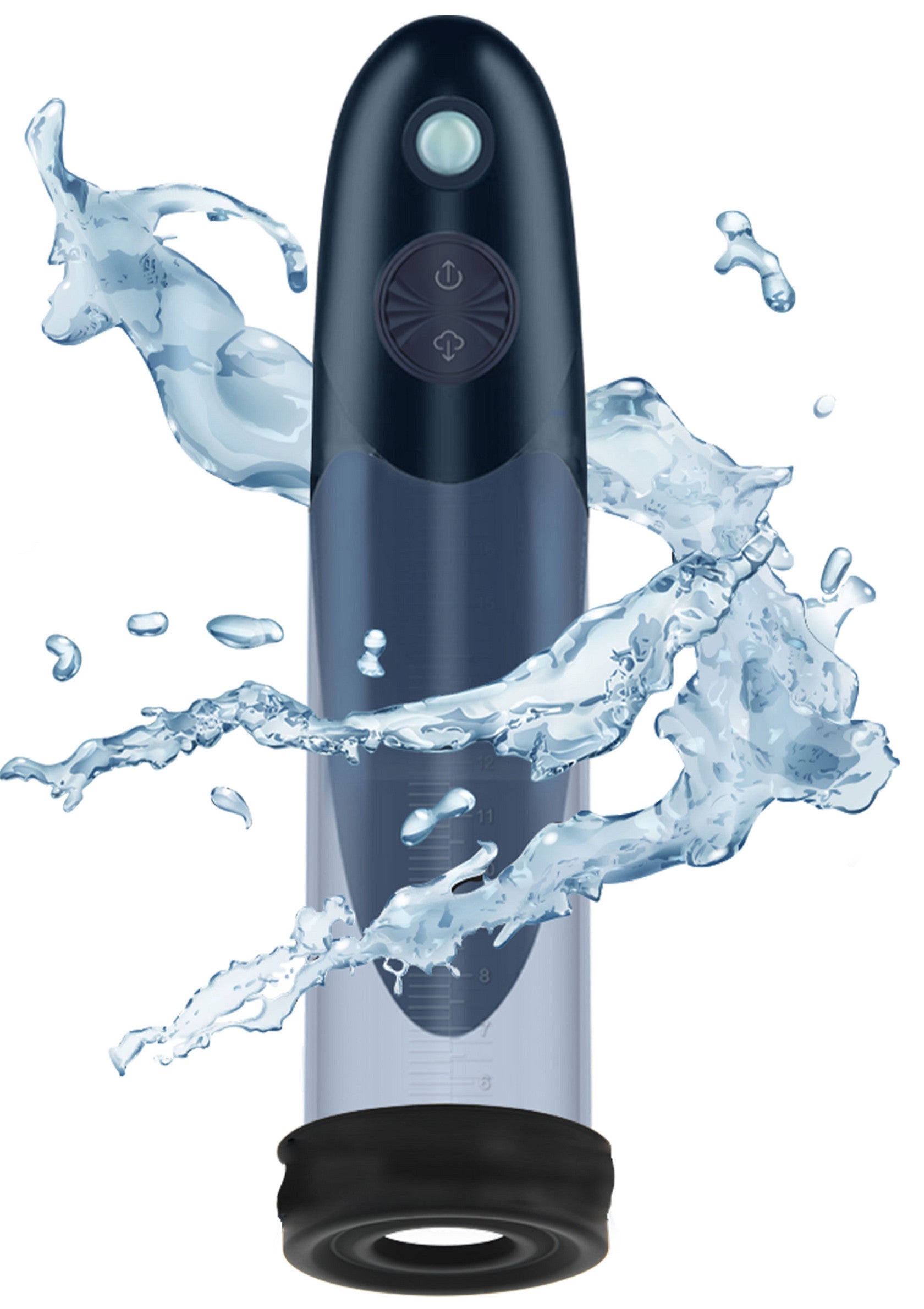Manchon pénien bleu étanche pour le plaisir et la performance.; Waterdichte blauwe peniskoker voor plezier en prestaties.; Waterproof blue penis sleeve for pleasure and performance.