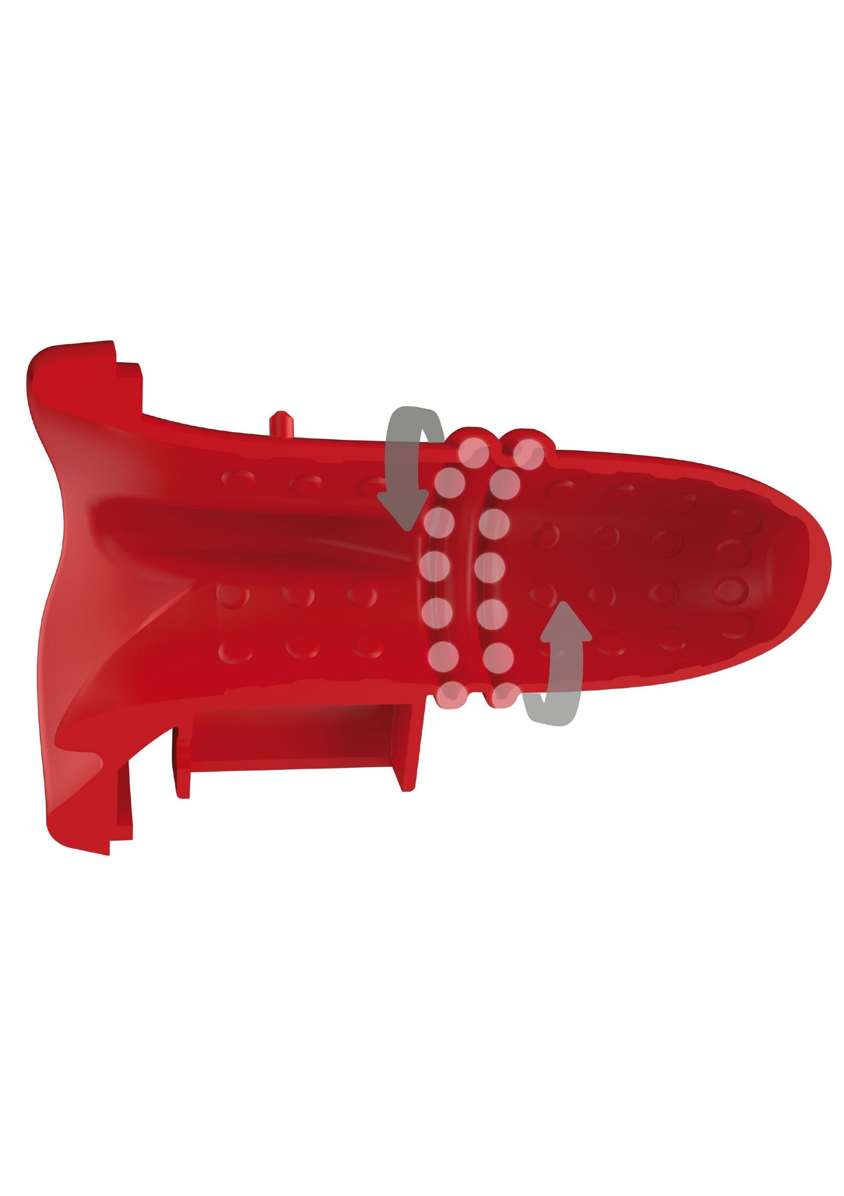 Gode vibrant en silicone rouge texturé pour une stimulation intense. Plaisir garanti!; Getextureerde rode vibrator van siliconen voor intense stimulatie. Gegarandeerd plezier!; Textured red silicone vibrating cock ring for intense stimulation. Guaranteed pleasure!