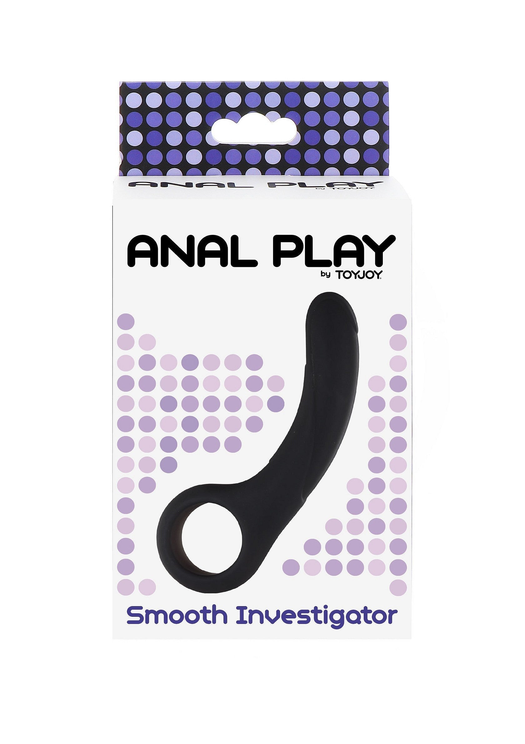 ToyJoy Anal Play Smooth Investigator : vibromasseur anal incurvé avec anneau pour une expérience de jeu anale intense et confortable.; ToyJoy Anal Play Smooth Investigator: gebogen anale vibrator met ring voor een intense en comfortabele anale speelervaring.; ToyJoy Anal Play Smooth Investigator: Curved anal vibrator with ring for an intense and comfortable anal play experience.