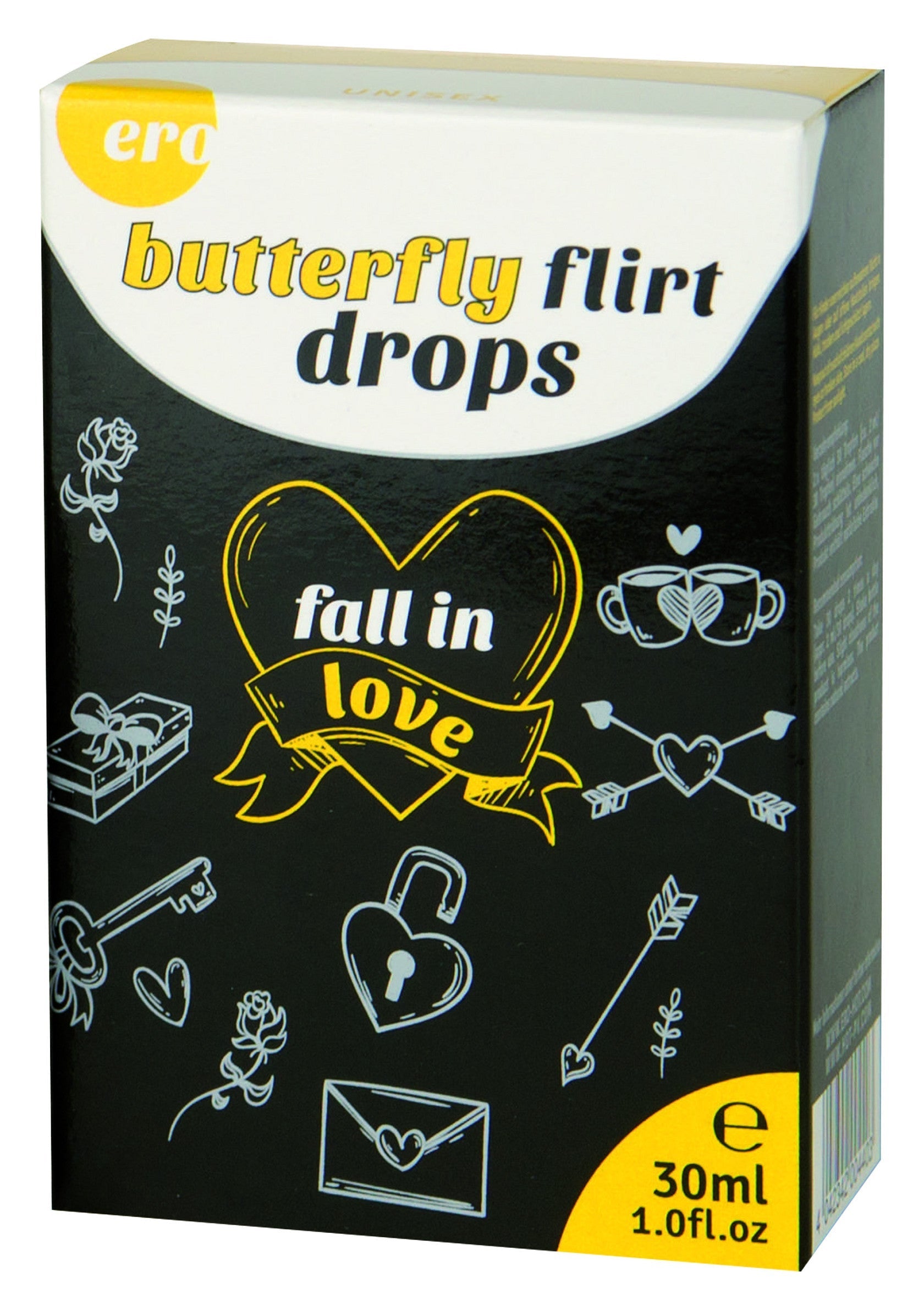 Ero Butterfly Flirt Drops 30ml : Le secret pour attirer l'amour et l'intimité dans votre vie. Commandez maintenant !; Ero Butterfly Flirt Drops 30ml: Het geheim om liefde en intimiteit in je leven aan te trekken. Bestel nu!; Ero Butterfly Flirt Drops 30ml: The secret to attract love and intimacy into your life. Order now!