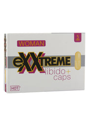 eXXxtreme Libido+ caps pour femme, 5 gélules. Stimulez votre libido avec ce complément alimentaire HOT pour femmes.; eXXxtreme Libido+ caps voor vrouwen, 5 capsules. Stimuleer je libido met dit HOT voedingssupplement voor vrouwen.; eXXxtreme Libido+ caps for women, 5 caps. Boost your libido with this HOT dietary supplement for women.