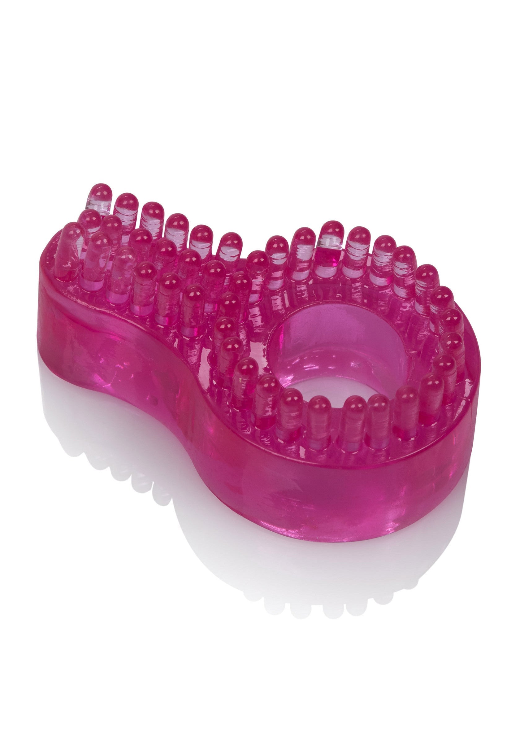 Anneau vibrant texturé rose pour plus de plaisir.; Roze vibrerende penisring met textuur voor extra plezier.; Pink textured vibrating cock ring for enhanced pleasure.
